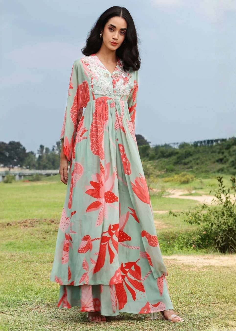 Front Slit Zardozi Sharara Set Image - 3