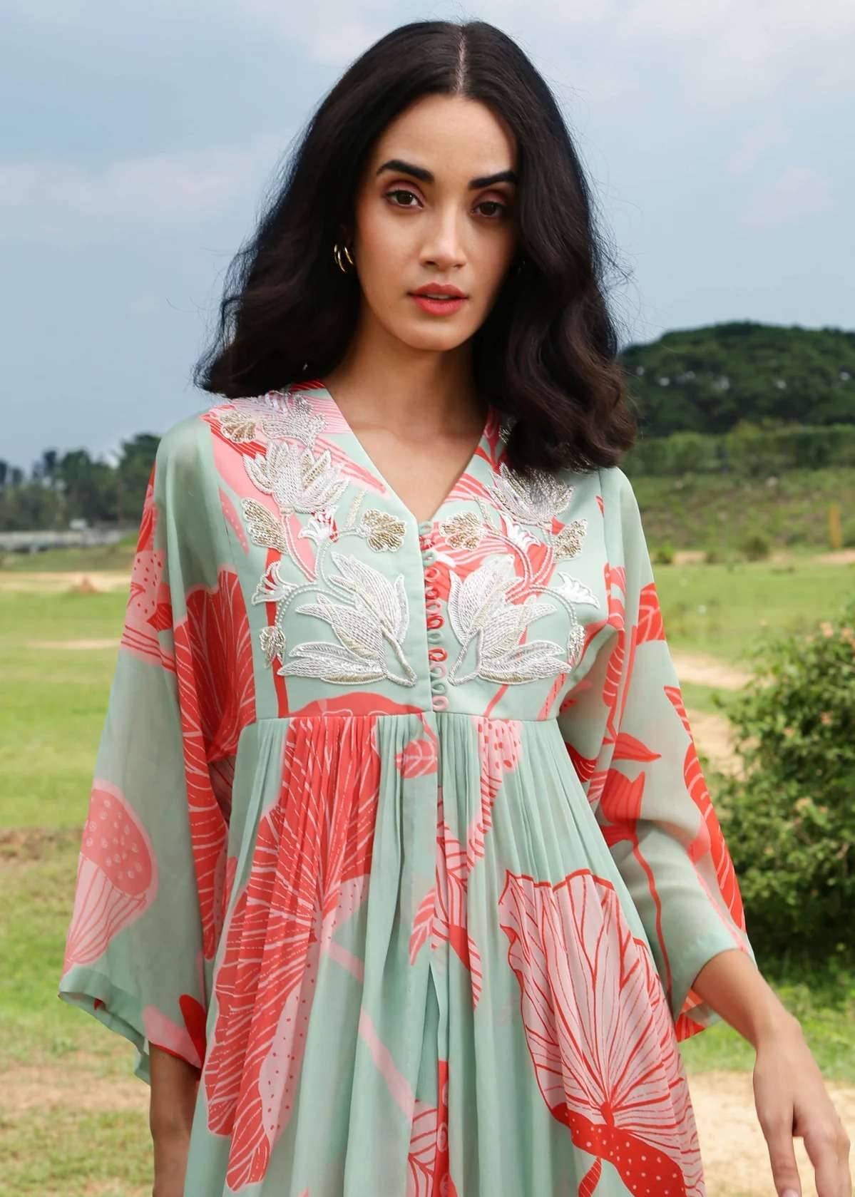 Front Slit Zardozi Sharara Set Image - 1