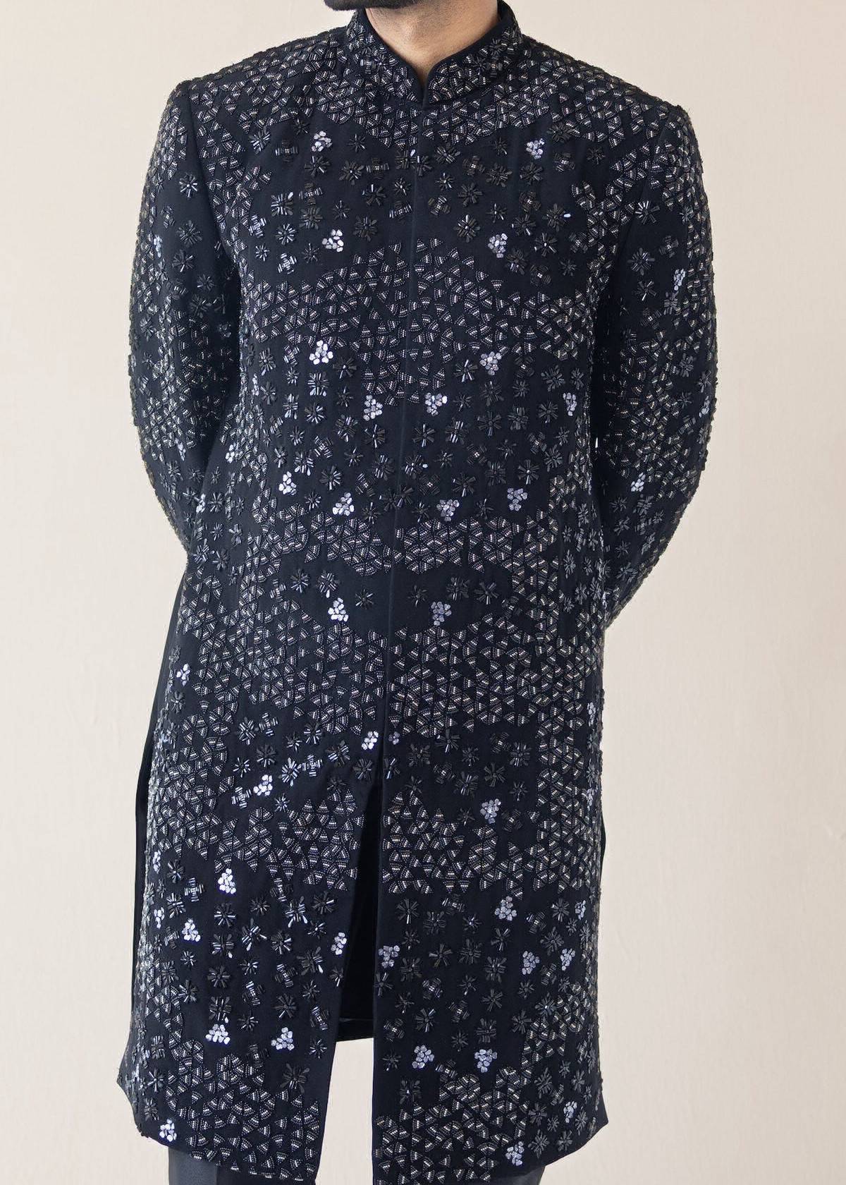 Noir Majesty Sherwani Set Image - 3