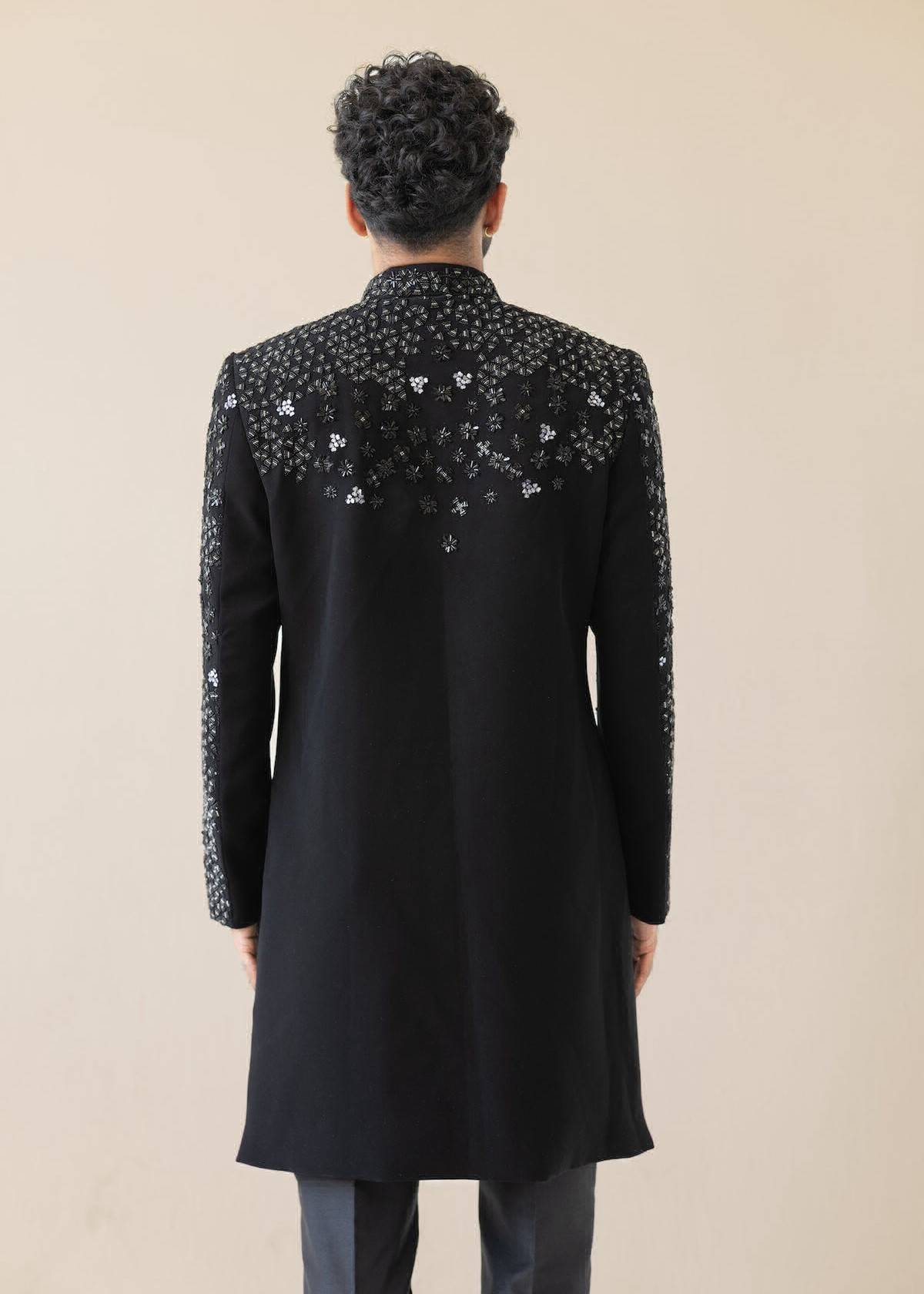 Noir Majesty Sherwani Set Image - 4