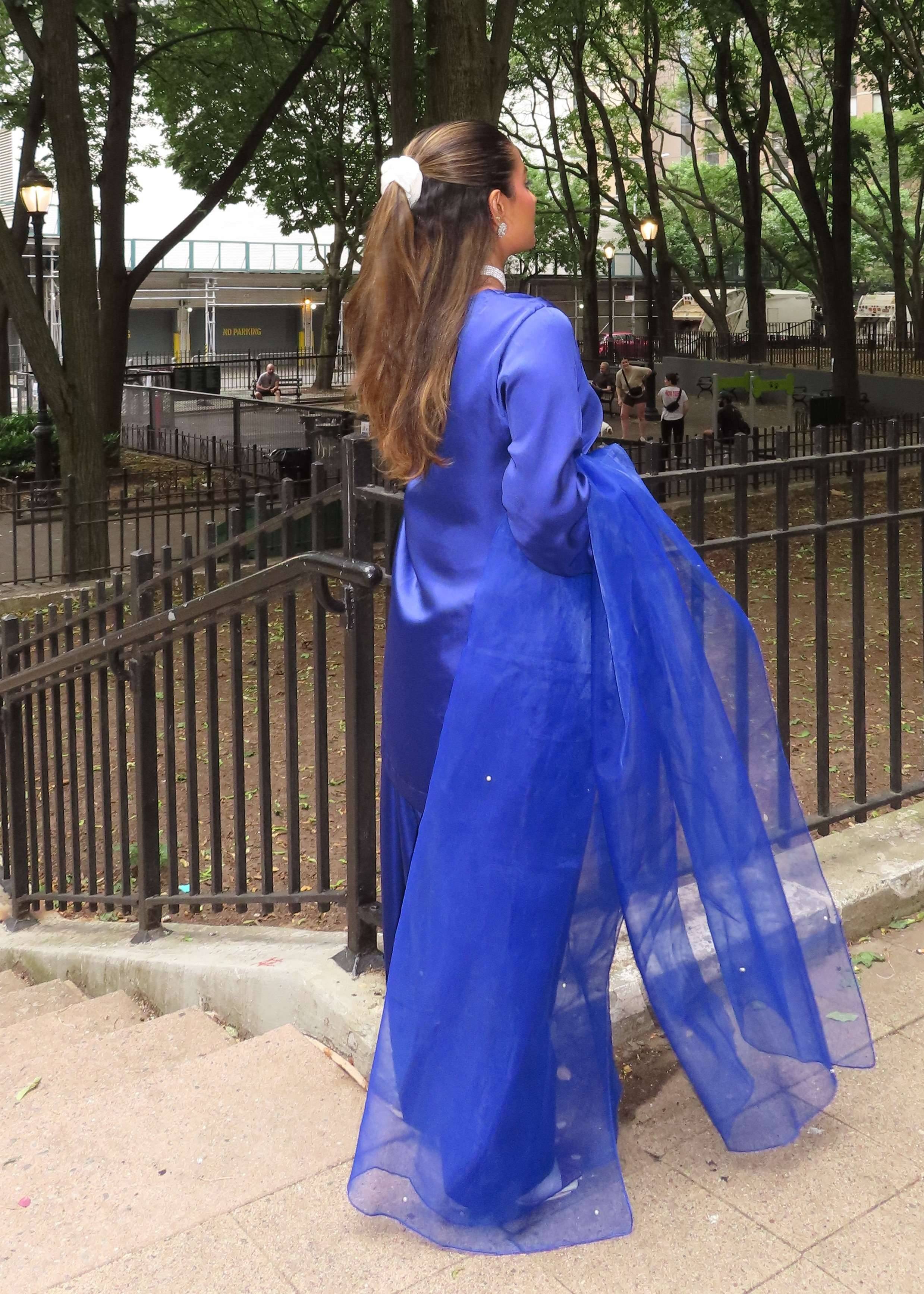 Blue Farshi Shalwar Set Image - 1