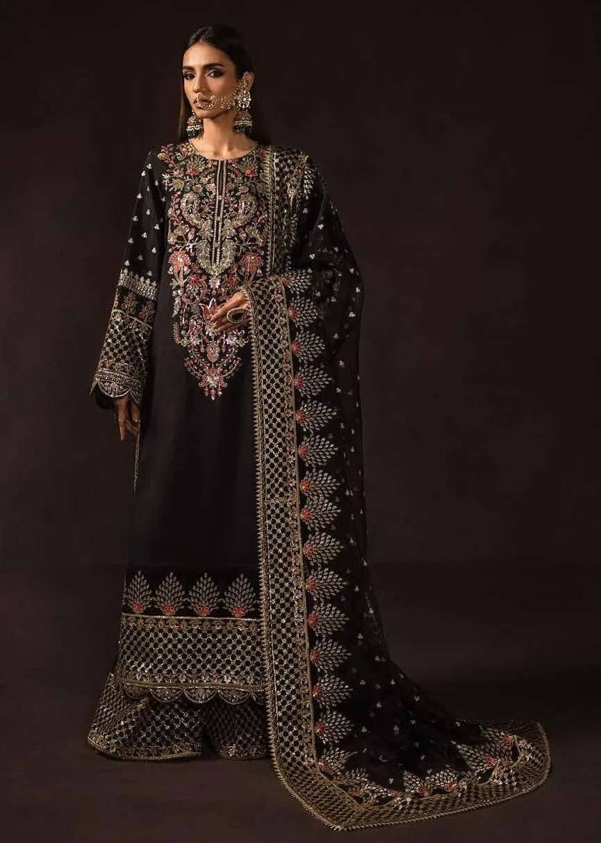 Black Embroidered Long Kurta Set Image - 0