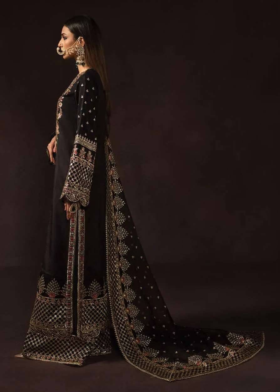 Black Embroidered Long Kurta Set Image - 1