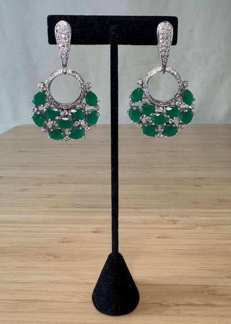 Emerald Hoop Drop Earrings Image - 0