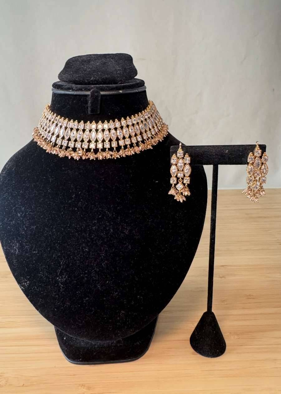 Gold Crystal Choker Set Image - 0