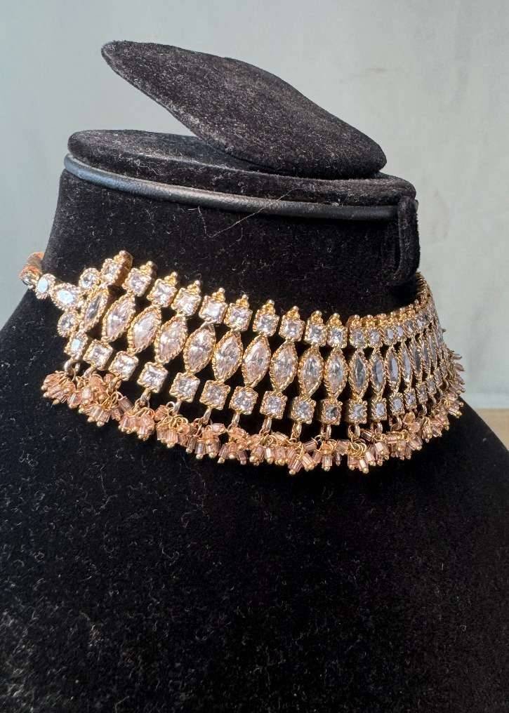 Gold Crystal Choker Set Image - 2