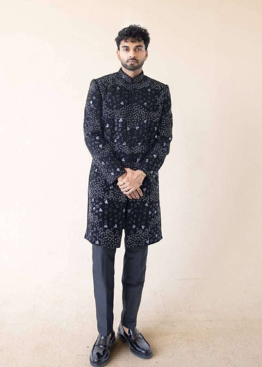 Noir Majesty Sherwani Set Image - 0