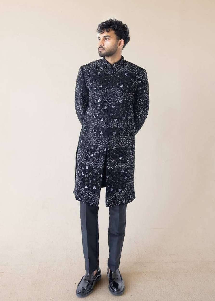 Noir Majesty Sherwani Set Image - 1