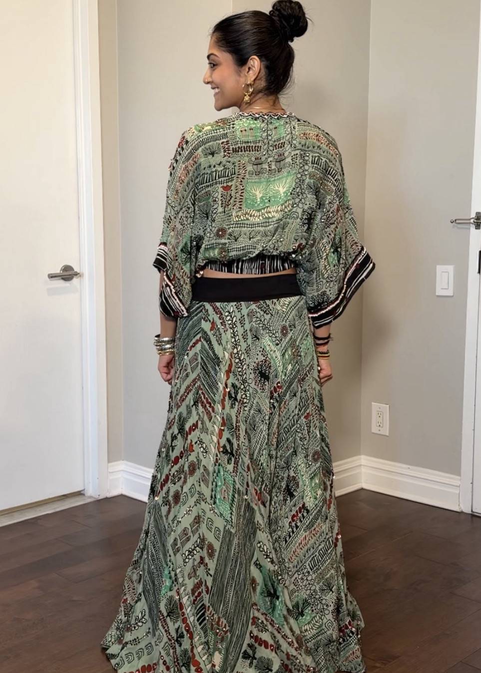 Green Boho Skirt Set Image - 1