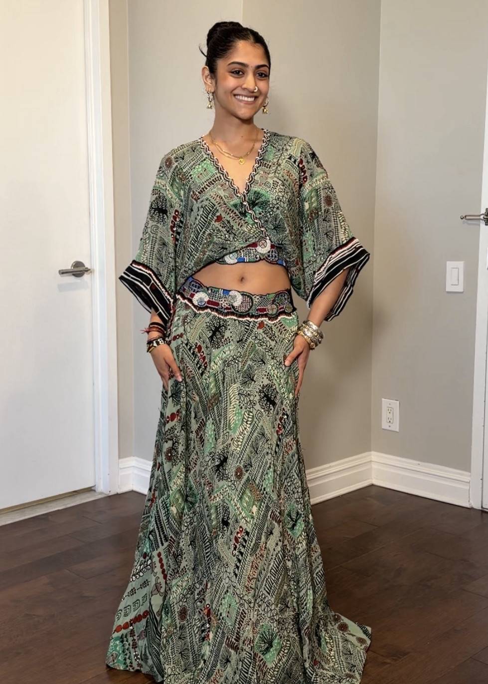 Green Boho Skirt Set Image - 0
