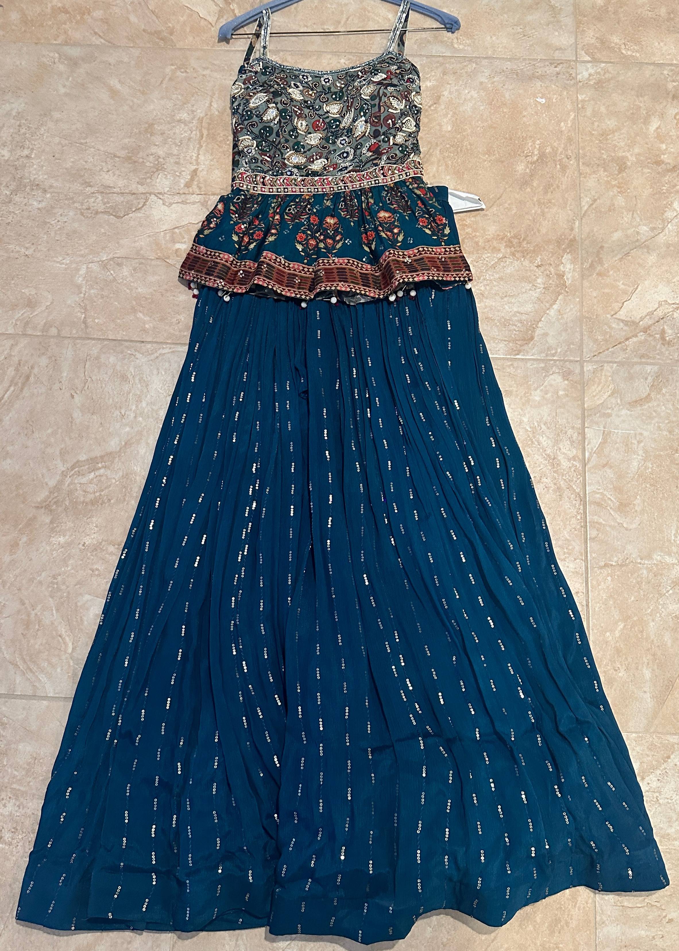 Blue Peplum Blouse Lehenga Image - 1