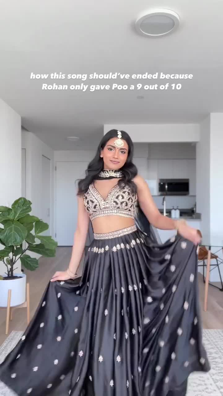 Black and Gold Satin Lehenga Image - 1