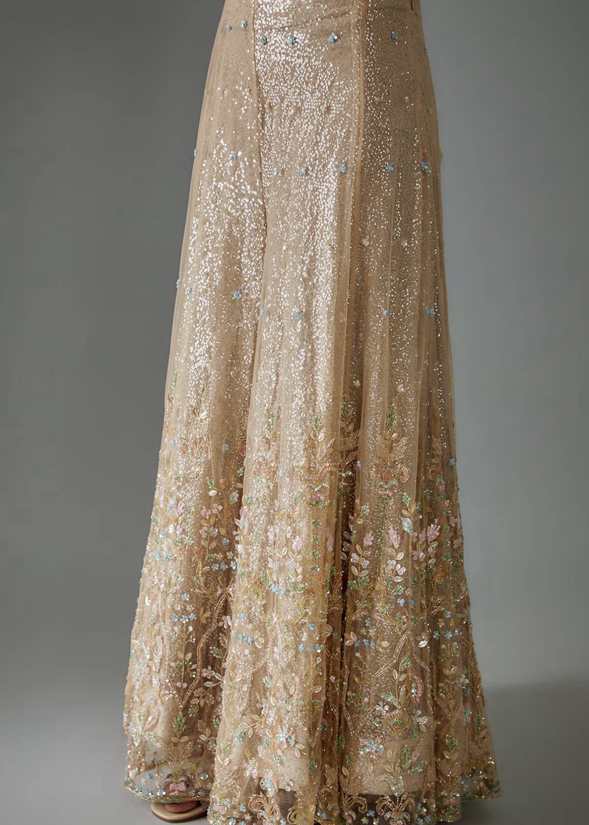 Gold Net Embroidered Sharara Image - 2