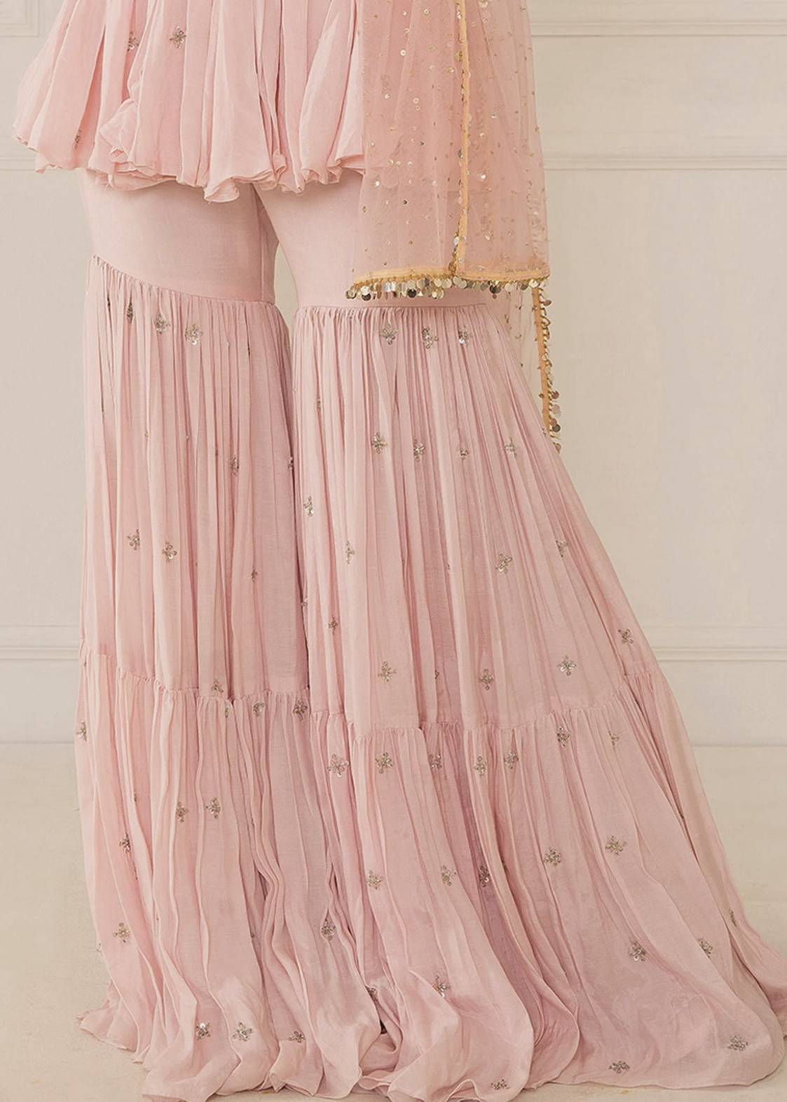 Pink Peplum Gharara Set Image - 3