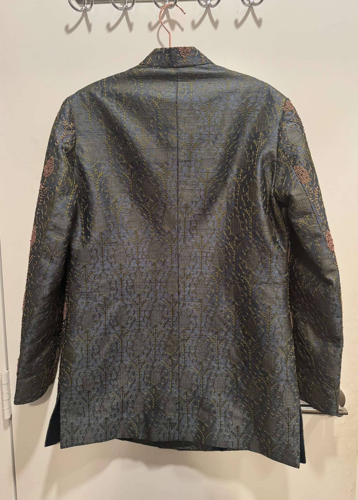 Blue and Gold Embroidered Short Jacket Set Image - 1
