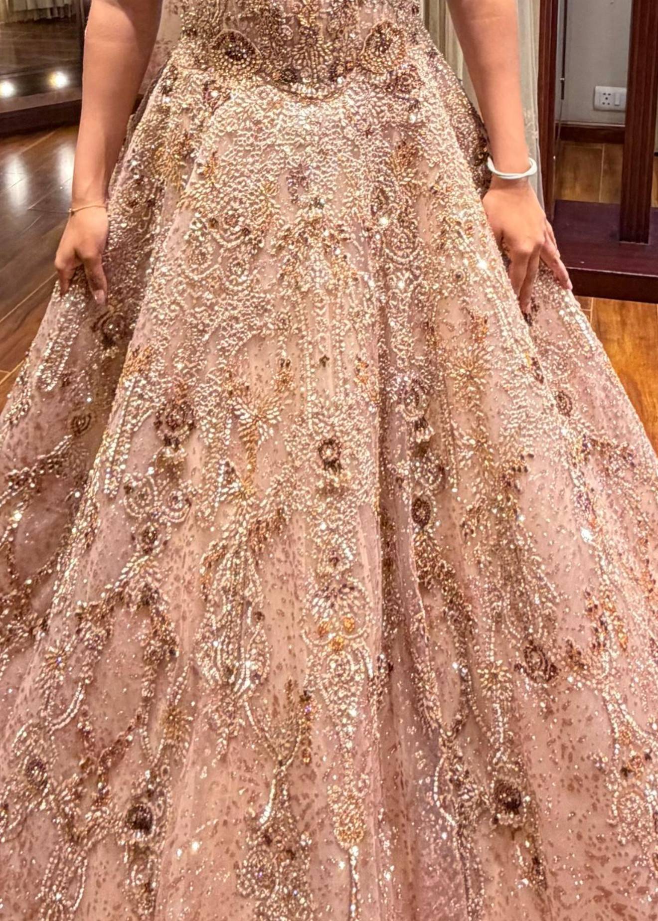 Baby Pink Embellished Gown Image - 4