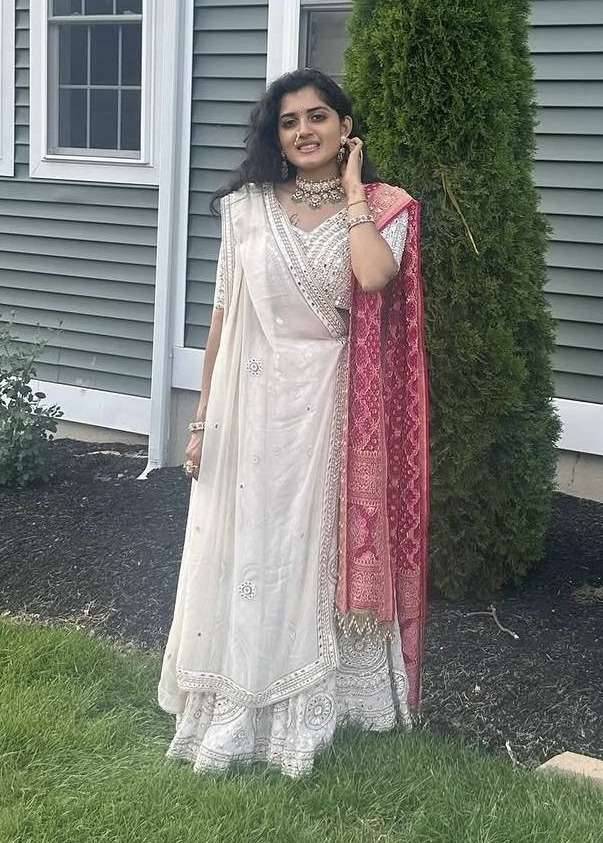 Ivory Bridal Lehenga with Bandhani Dupatta Image - 0