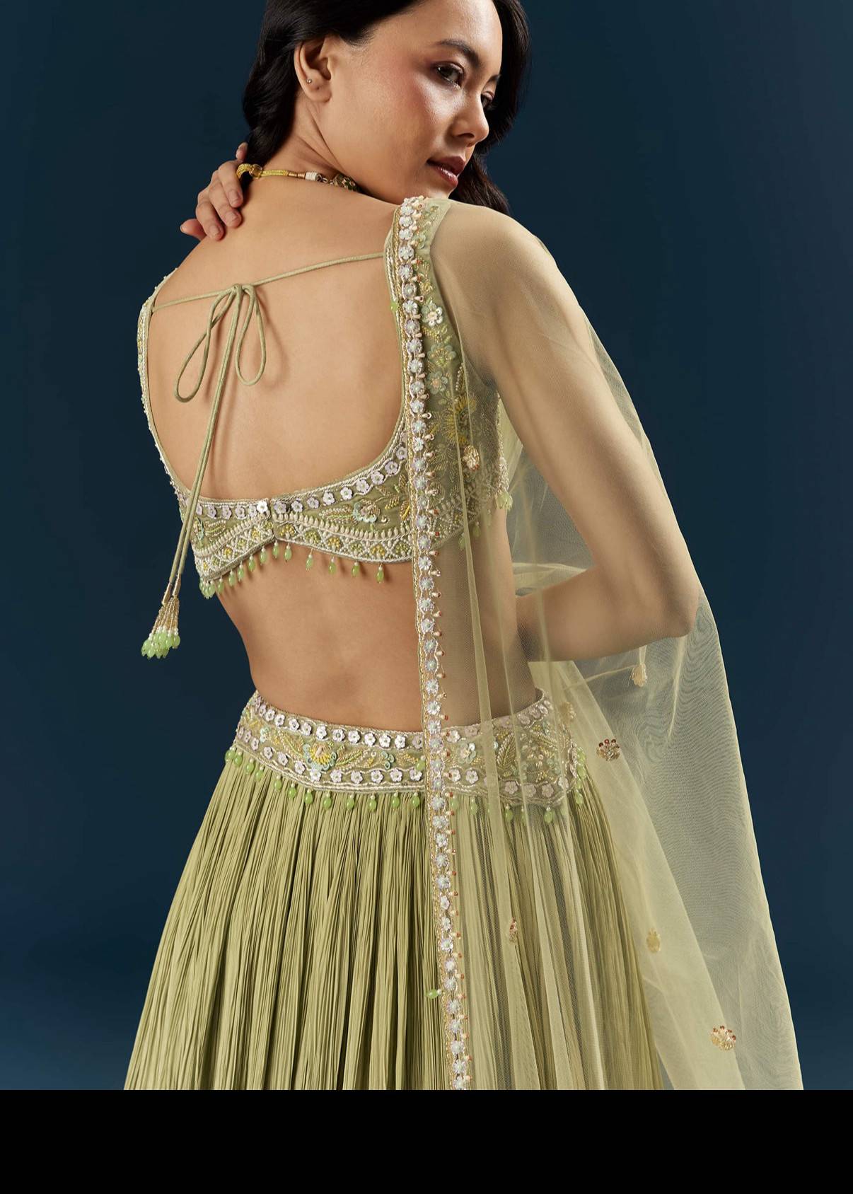 Green Embroidered Lehenga Image - 3