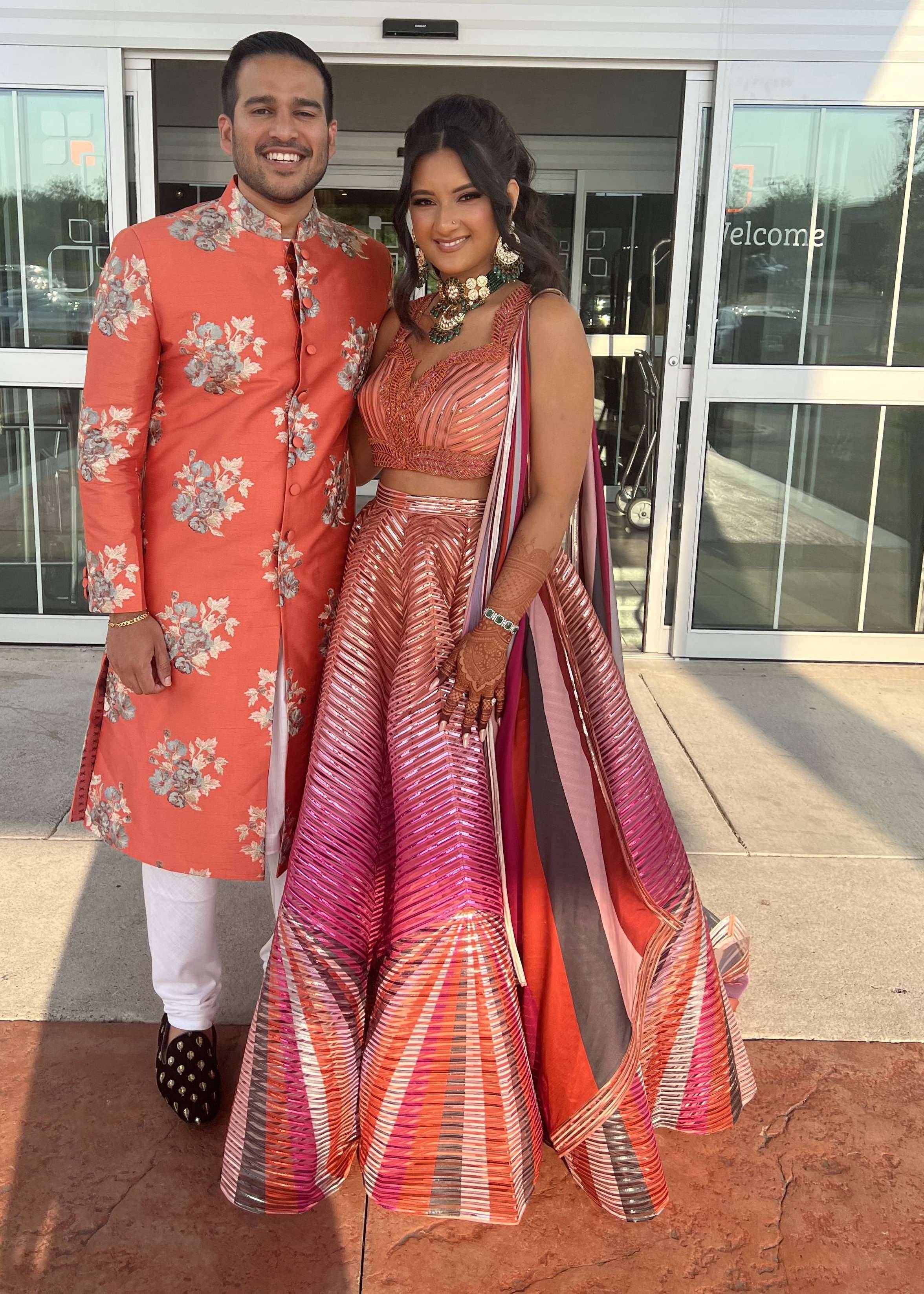 Sunset Geometric Lehenga Image - 0
