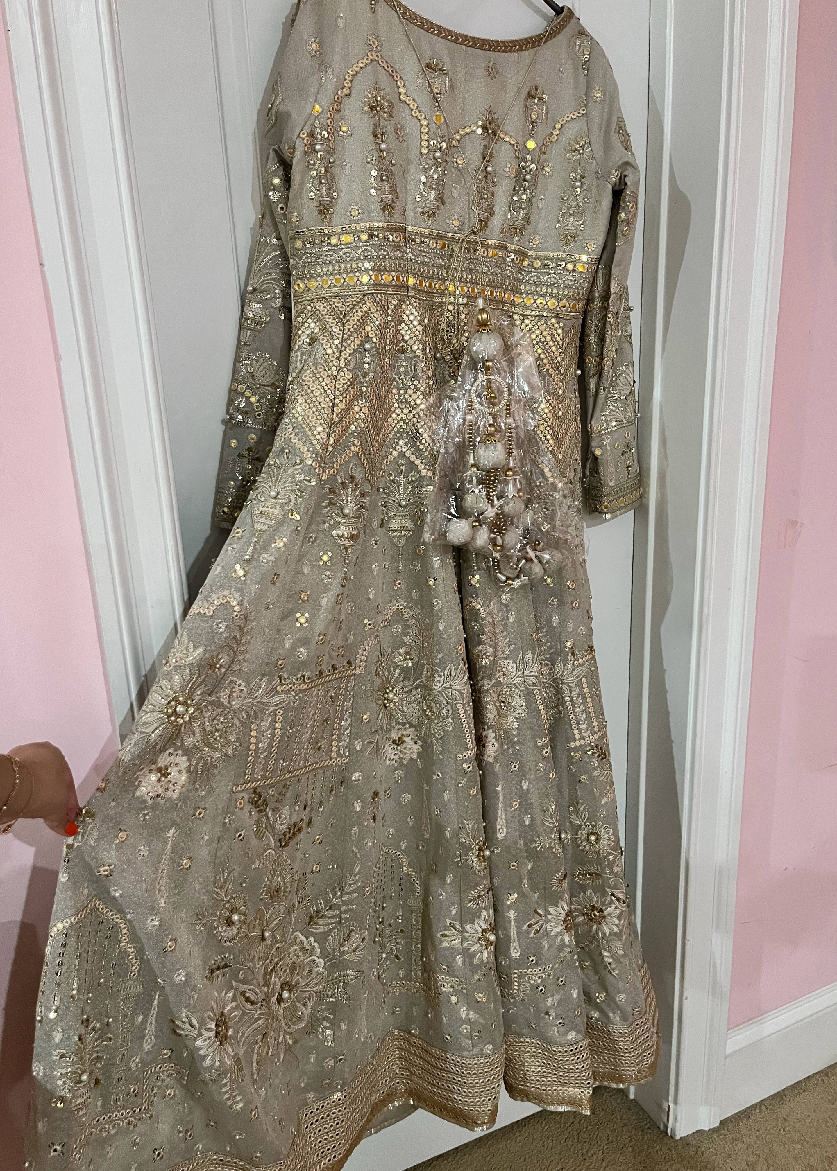 Silver Grey Anarkali Image - 2