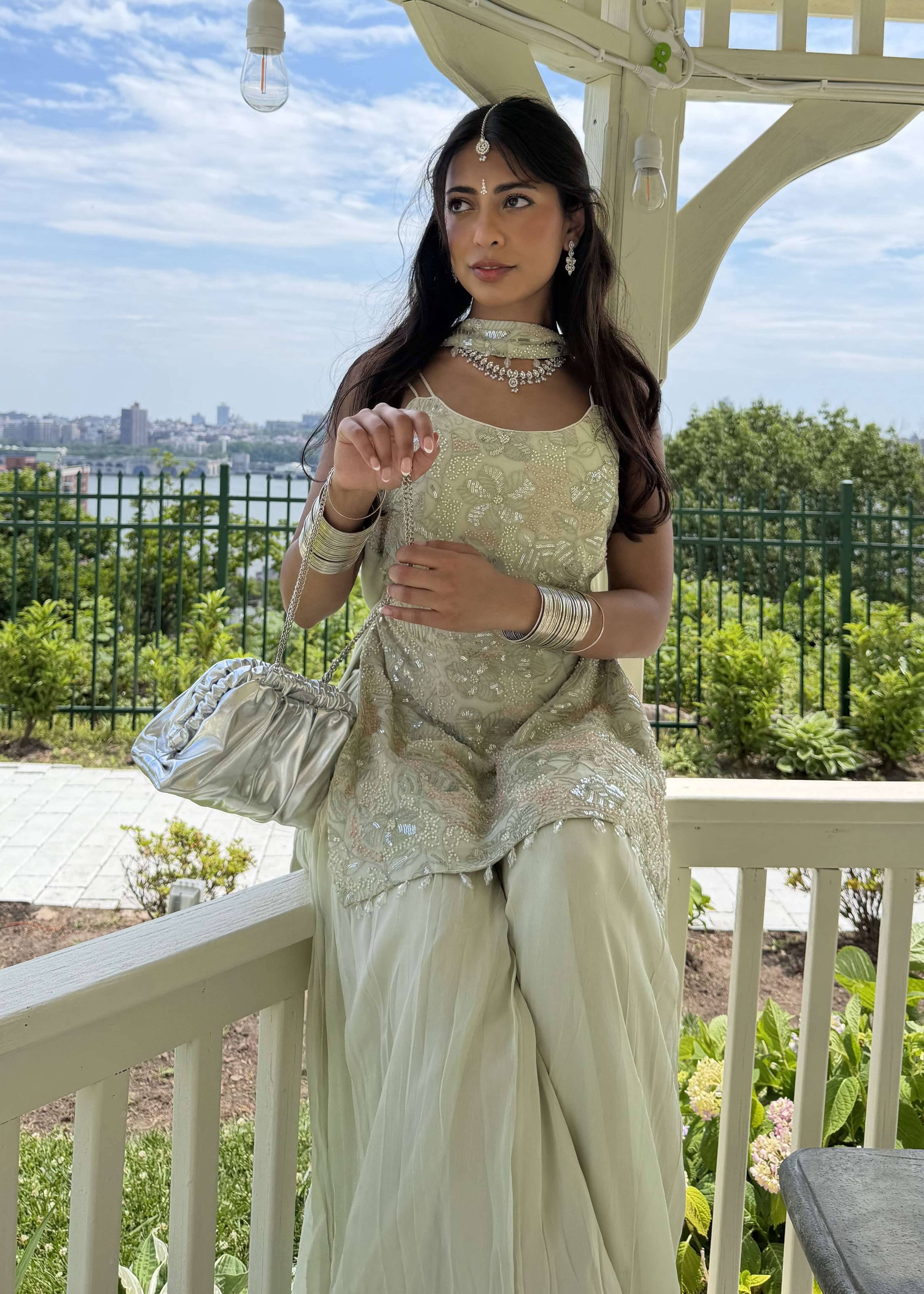 Chaiya Co Pastel Green Gharara Image - 0