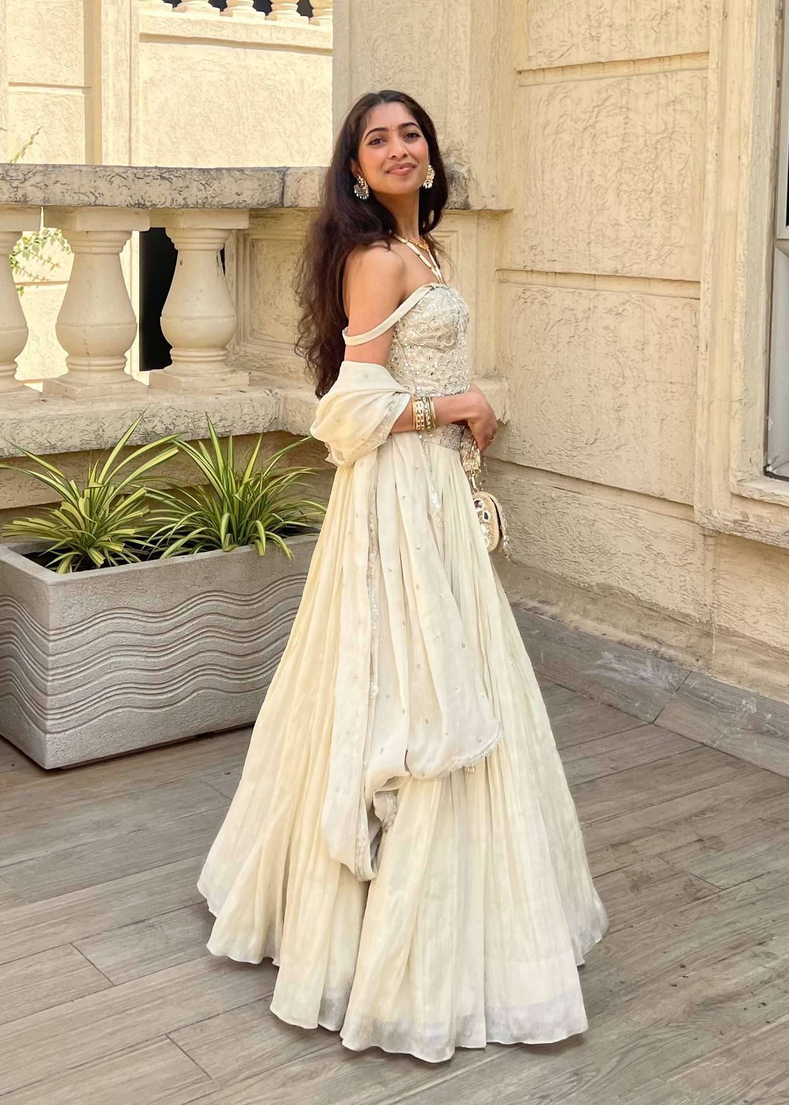 Beige Corset Lehenga Image - 2