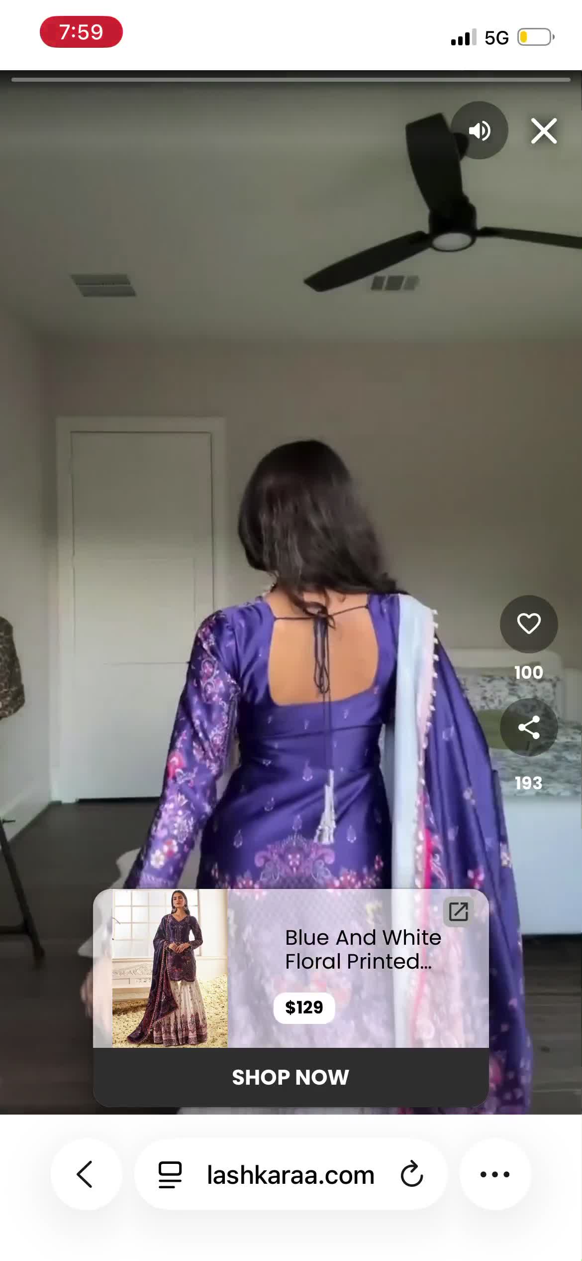 Purple Printed Gharara Image - 5