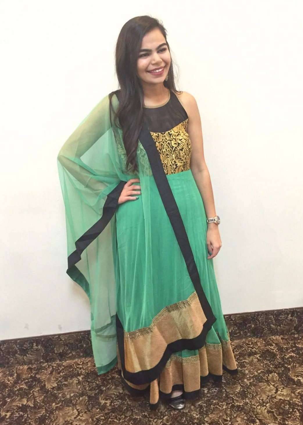 Black and Green Anarkali Image - 3