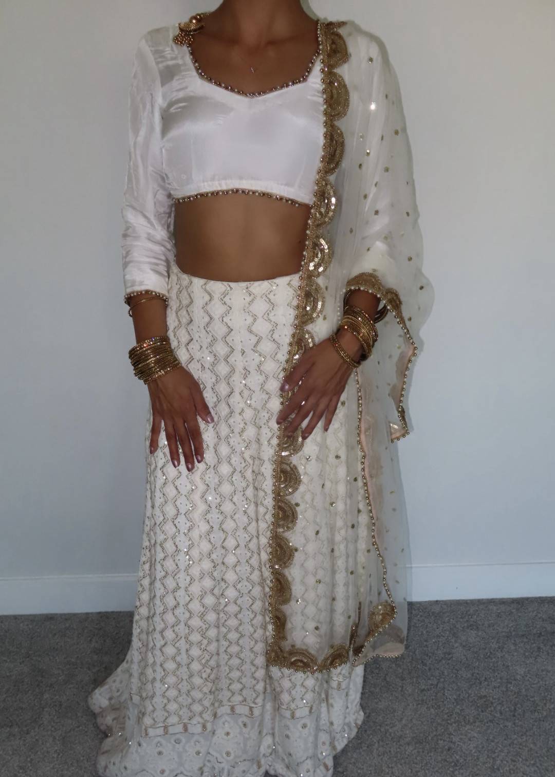 Ivory and Gold Lehenga Image - 1