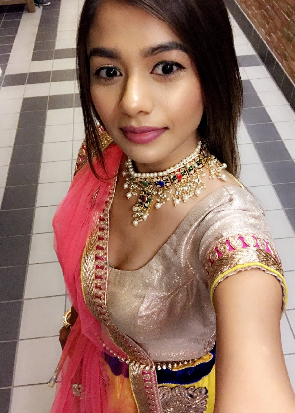Yellow and Pink Lehenga Set Image - 1