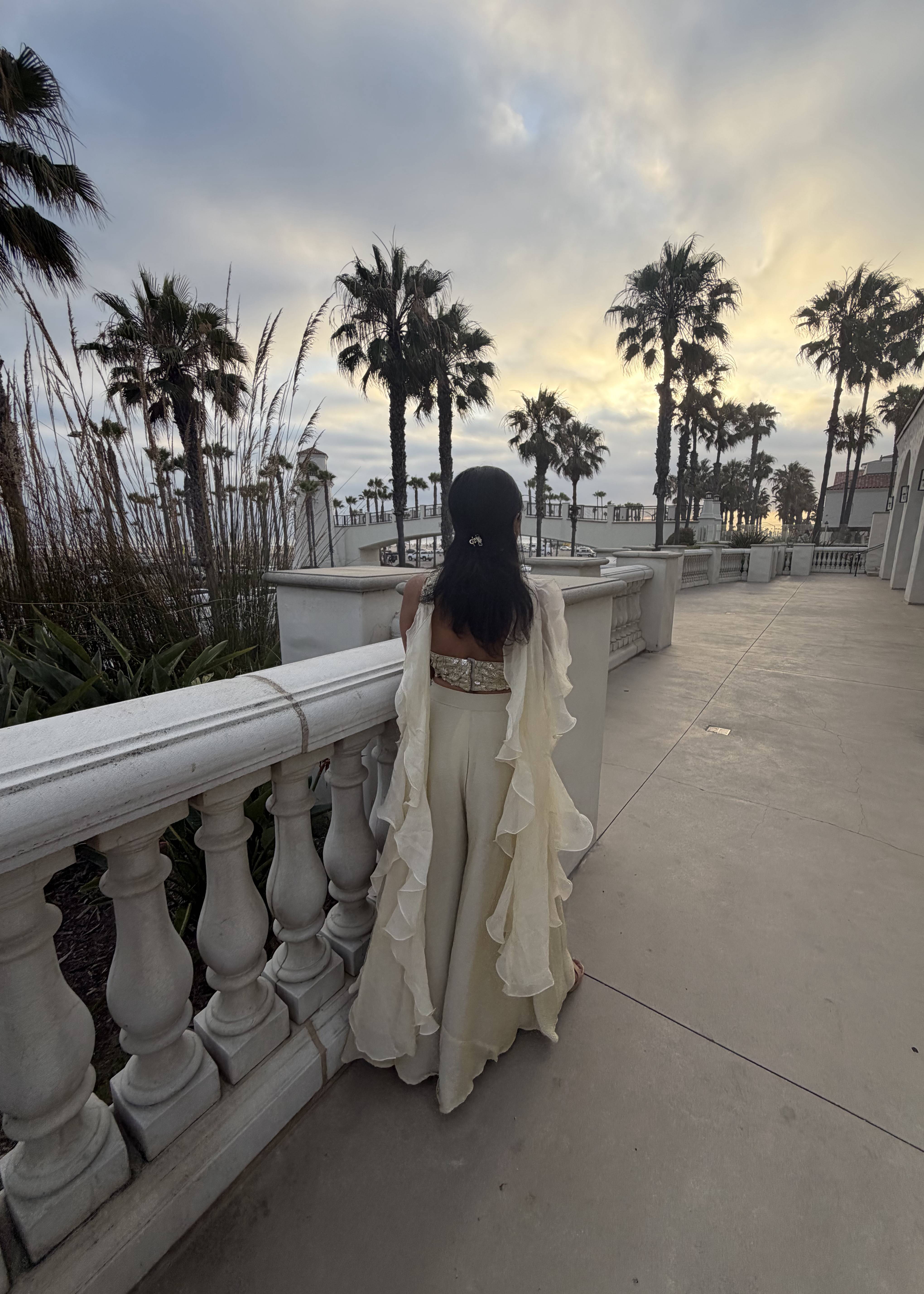 Ivory Embellished Halter Sharara Set Image - 2