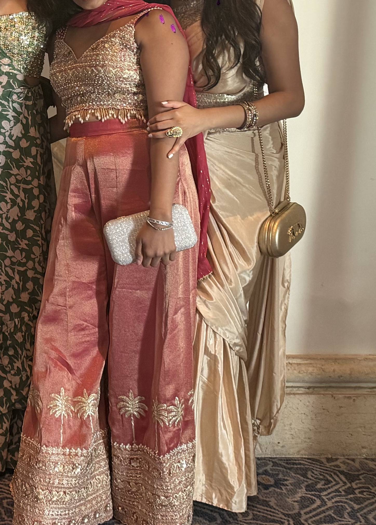 Rust Palm Embroidered Sharara Set Image - 0