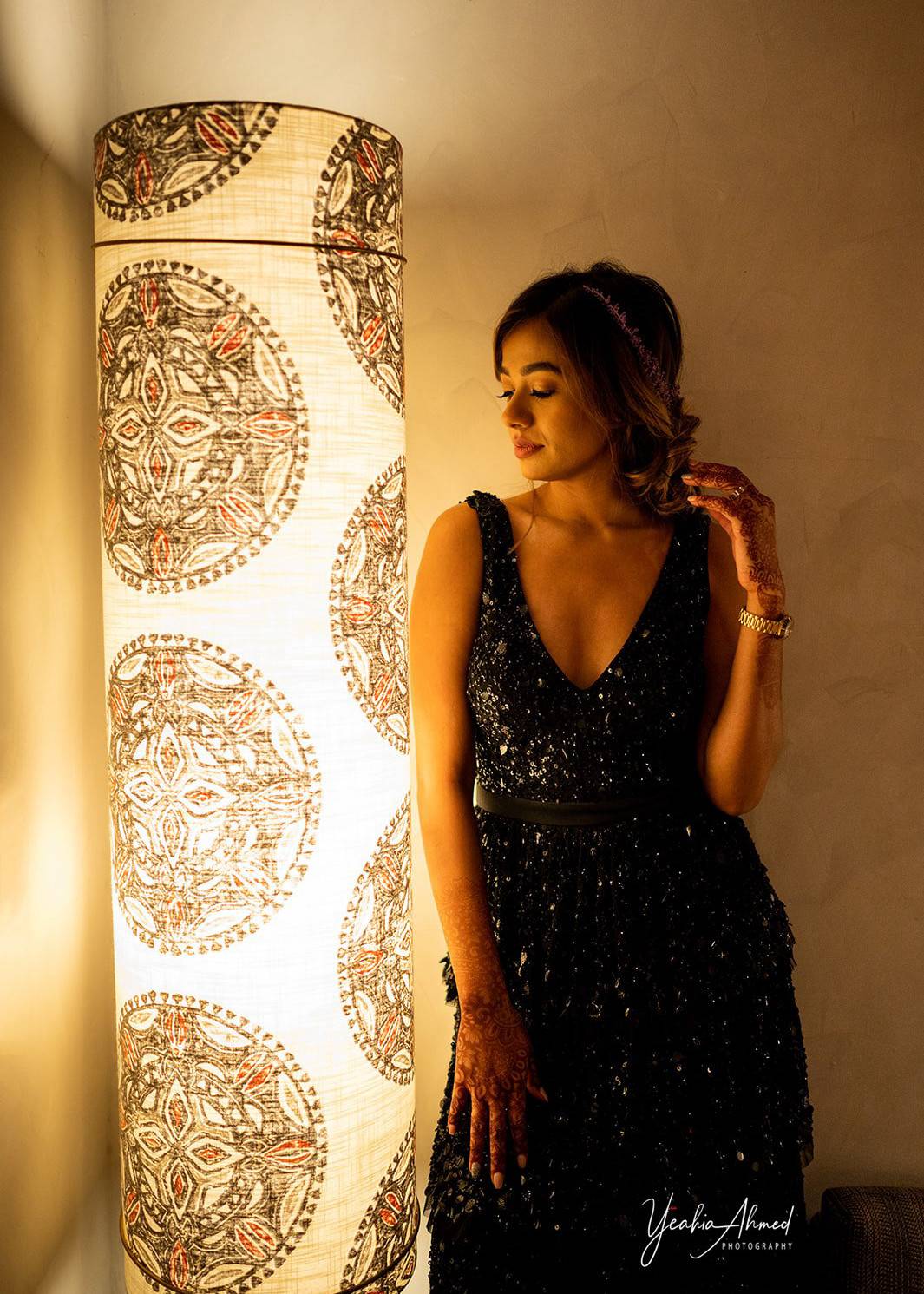 Black Ruffle Sequin Gown Image - 7