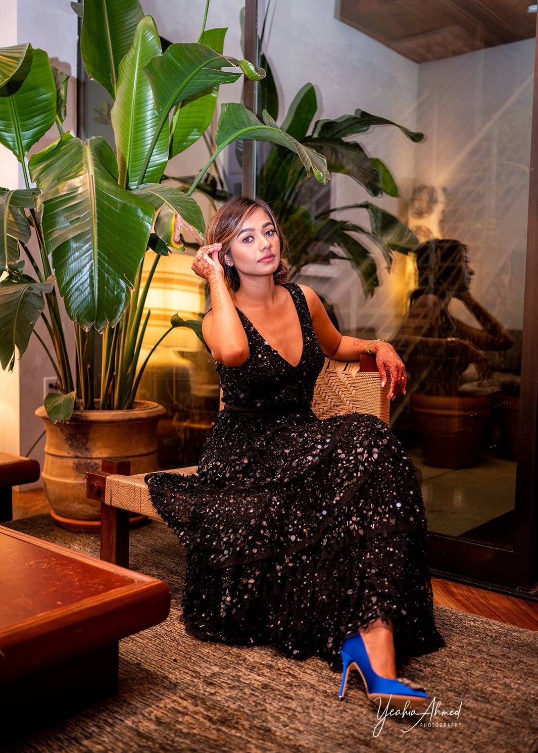 Black Ruffle Sequin Gown Image - 1