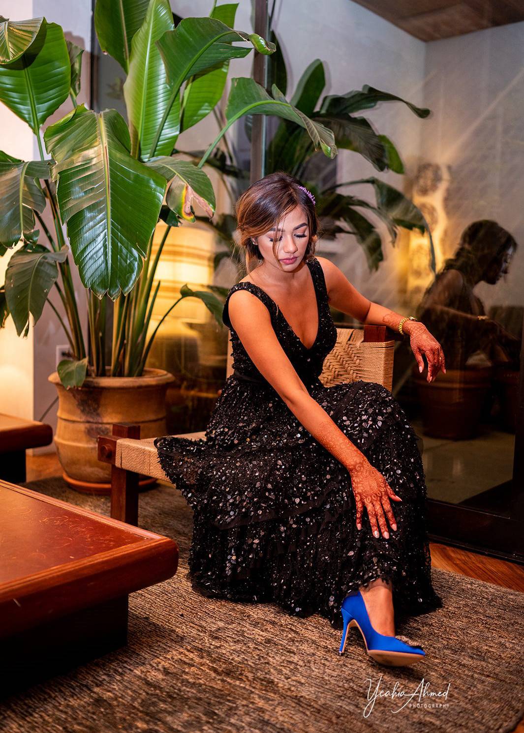 Black Ruffle Sequin Gown Image - 0