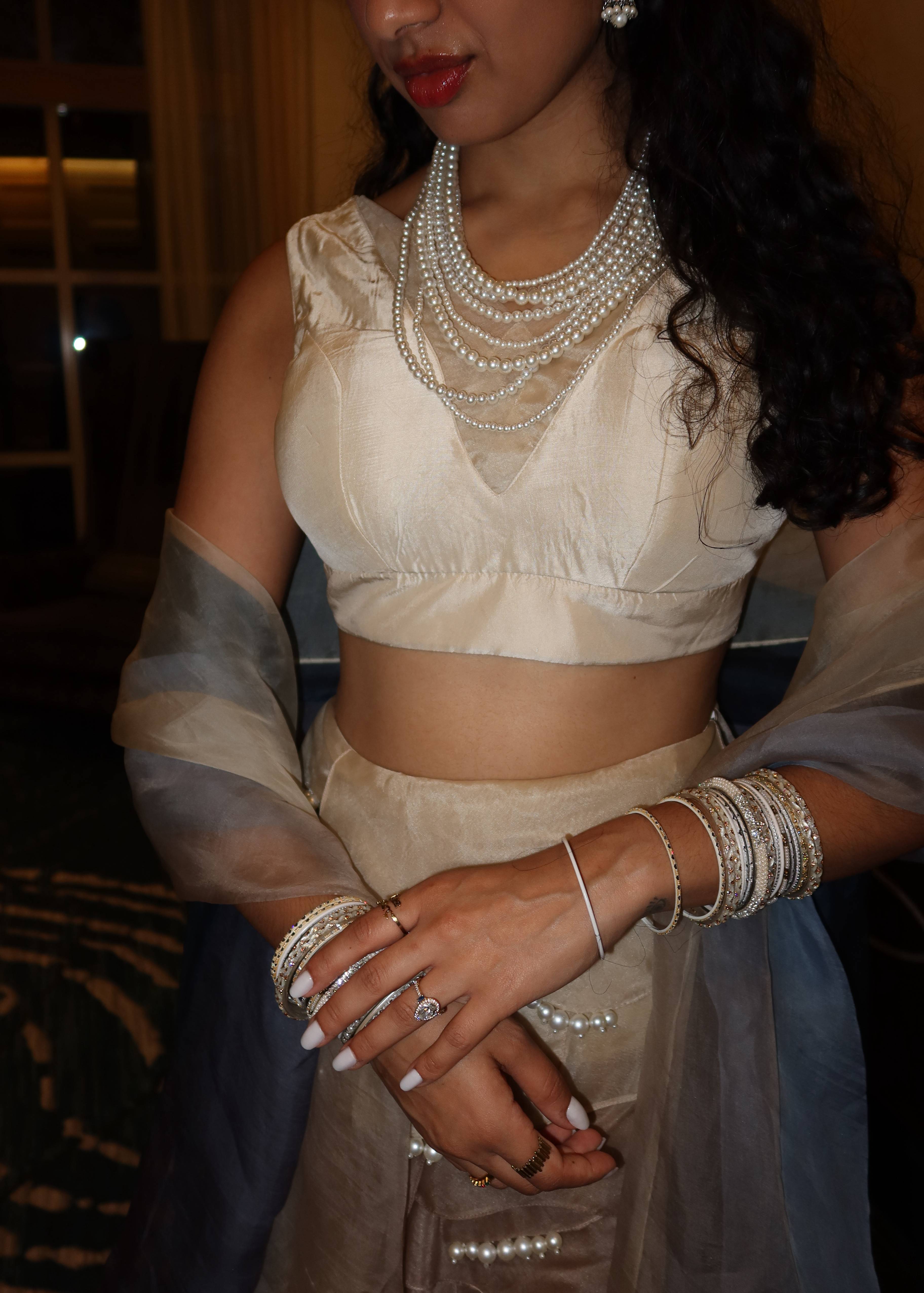Beige to Blue Ruffled Lehenga Image - 2