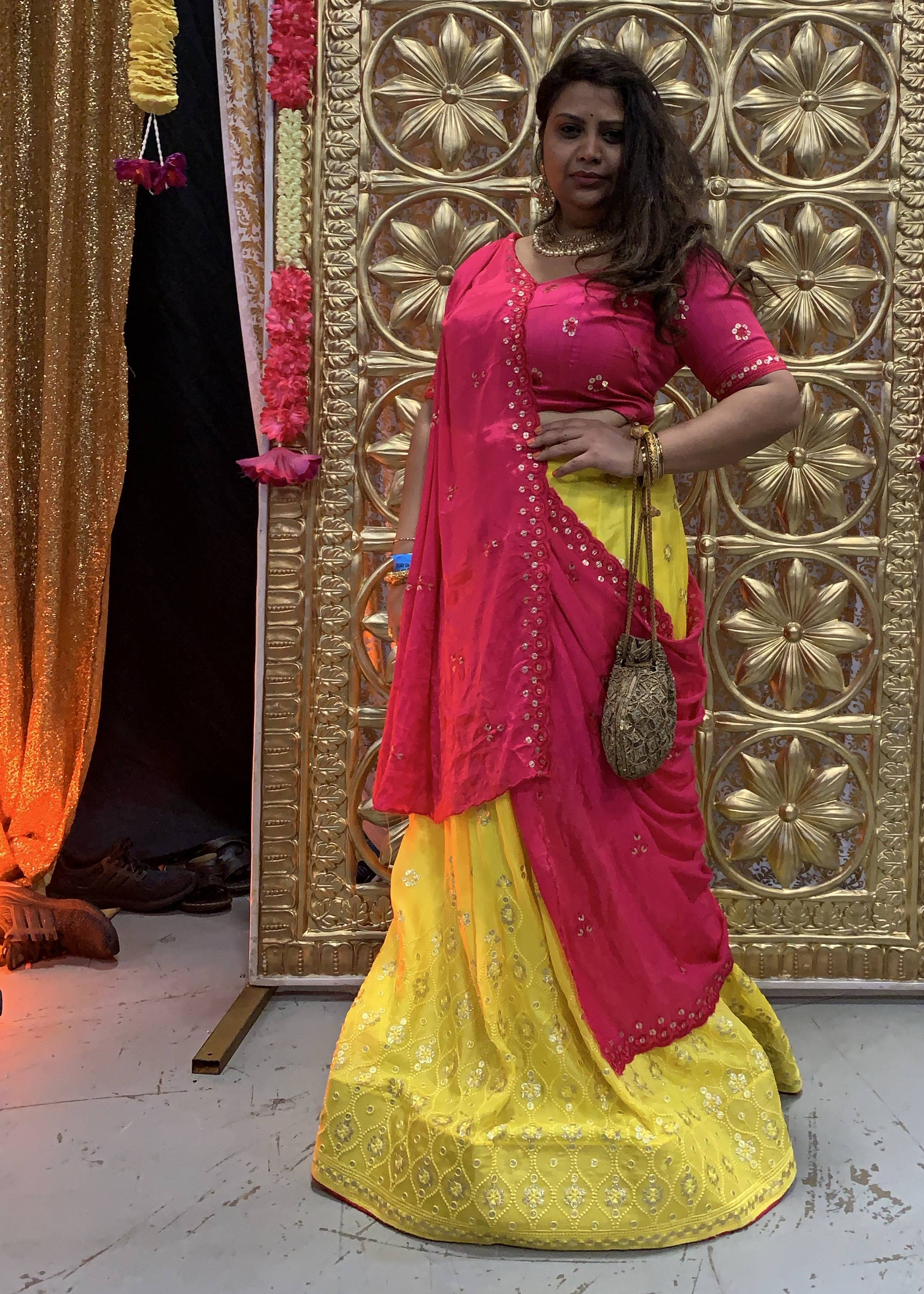 Pink and Yellow Lehenga Image - 0