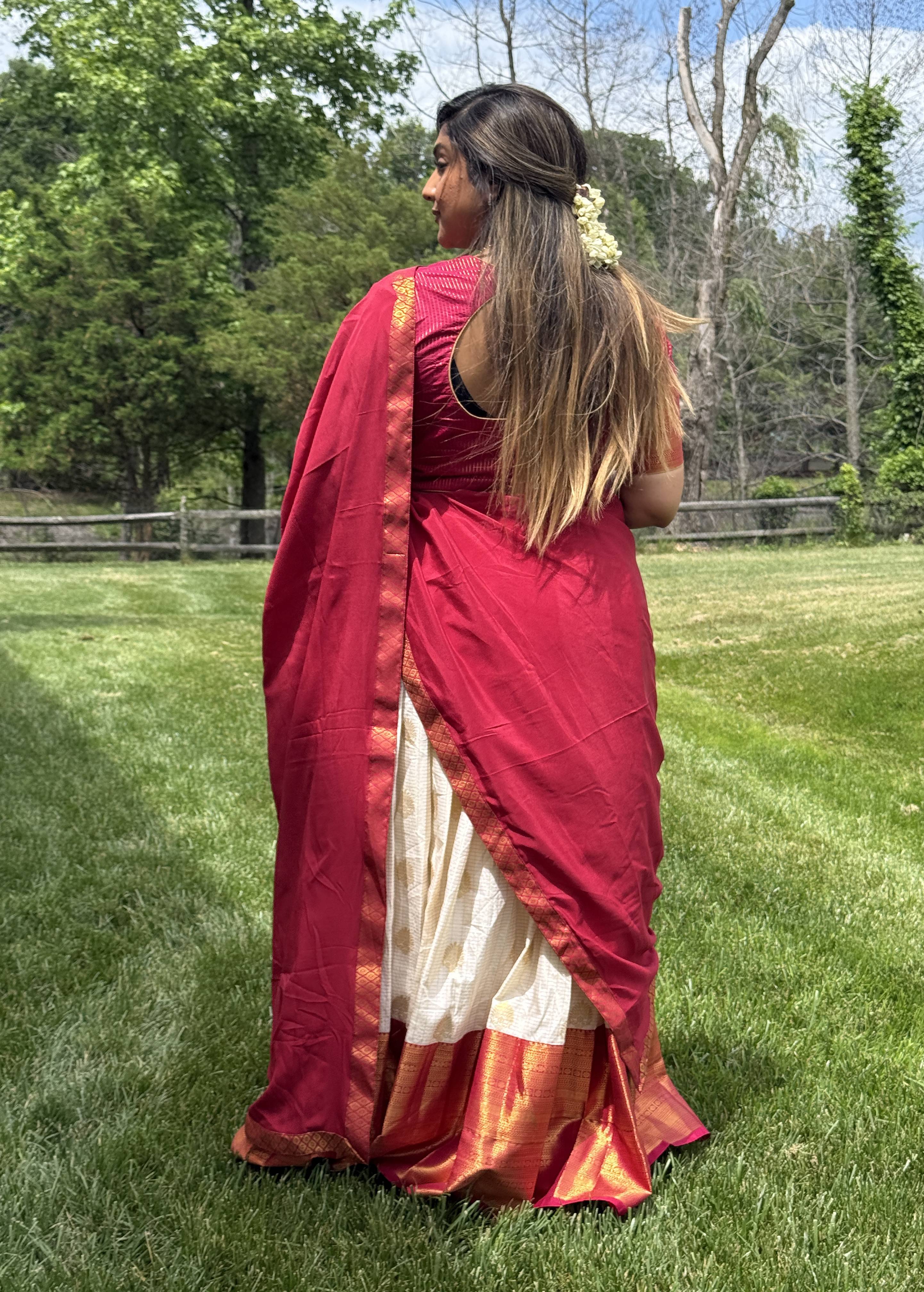 Red and White Sari Image - 2
