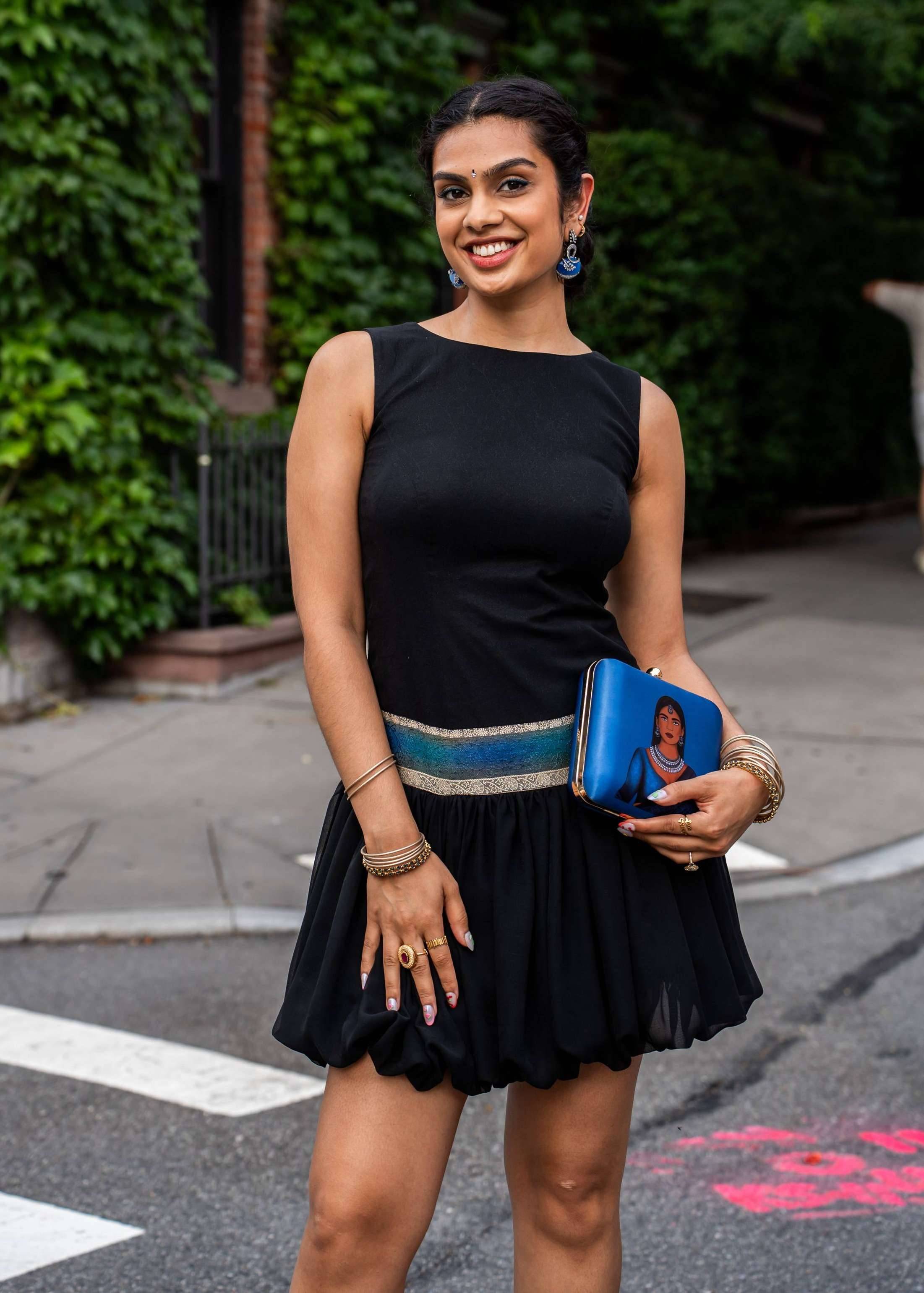 Black Embroidered Mini Dress Image - 0