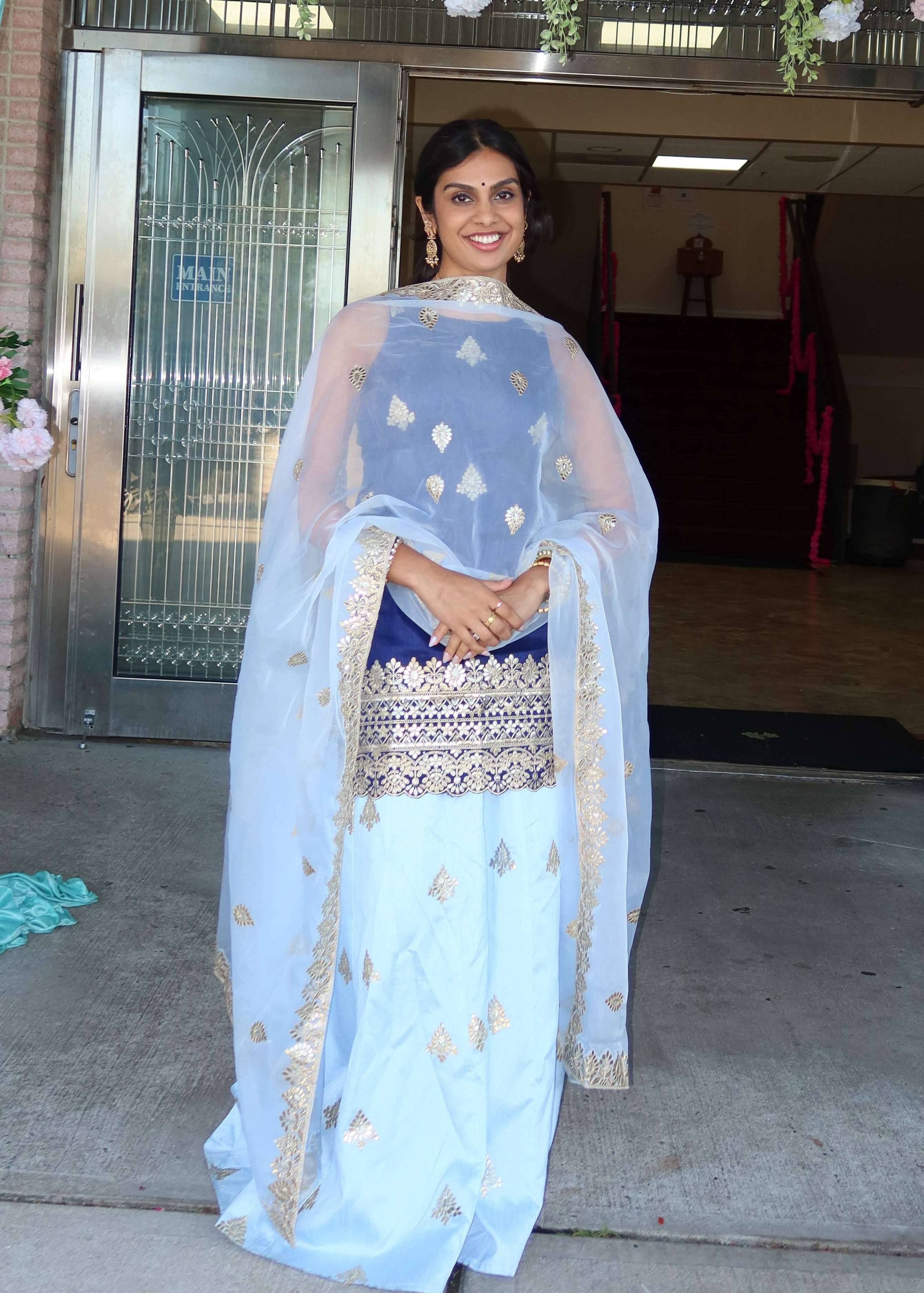Two-Toned Blue Sharara Set Image - 0