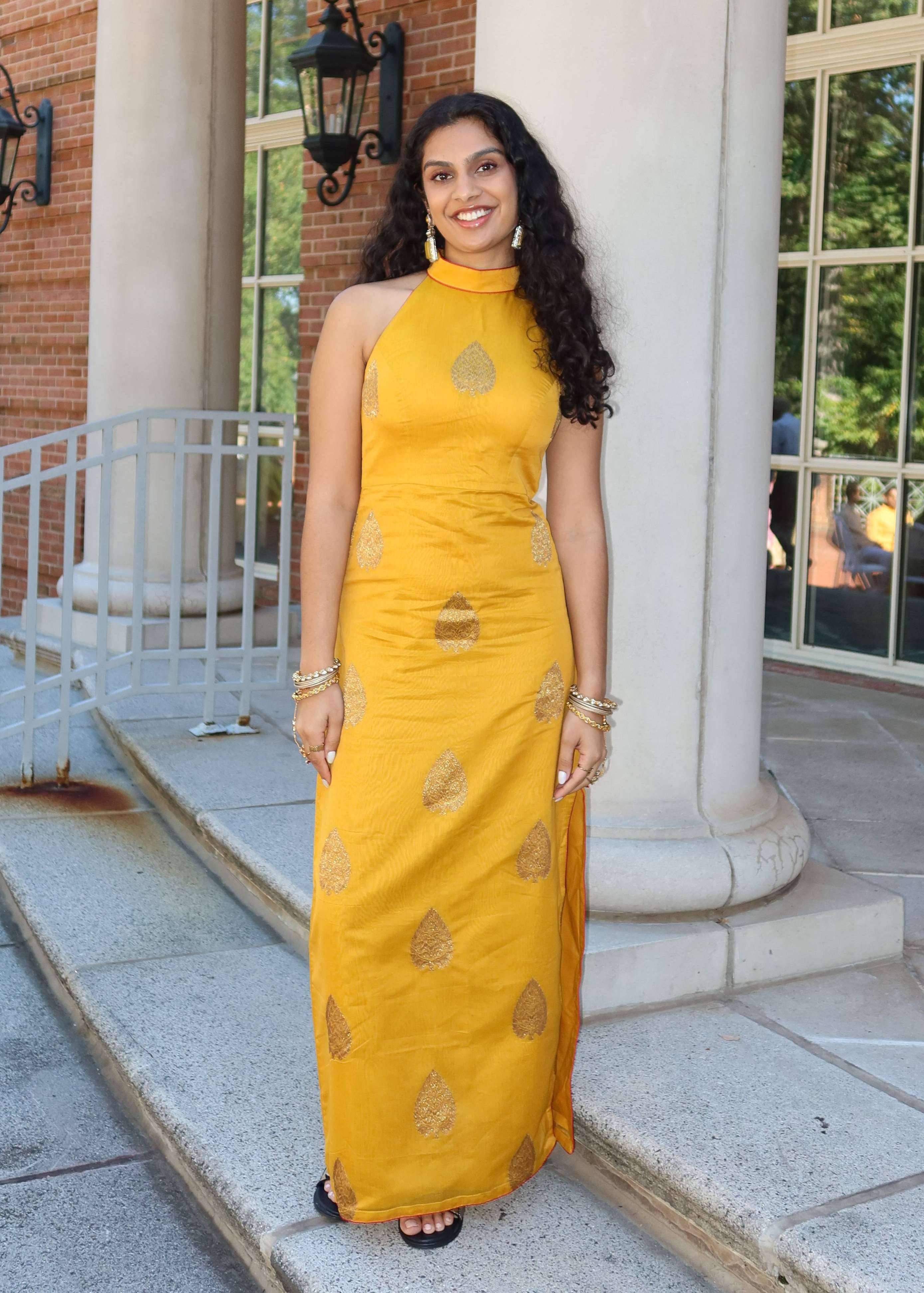 Marigold High Neck Maxi Dress Image - 0