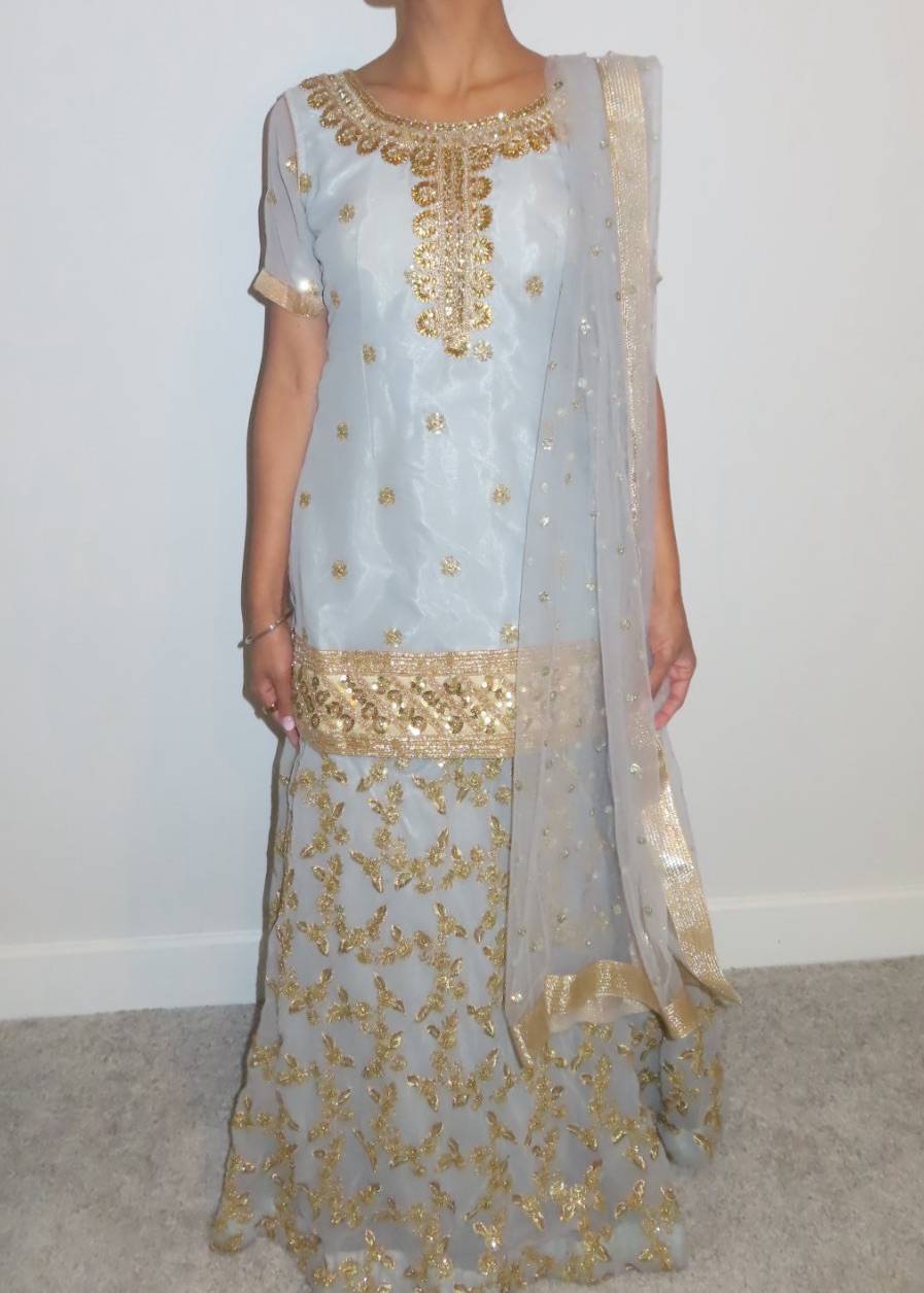 Gray Blue Lehenga Image - 3