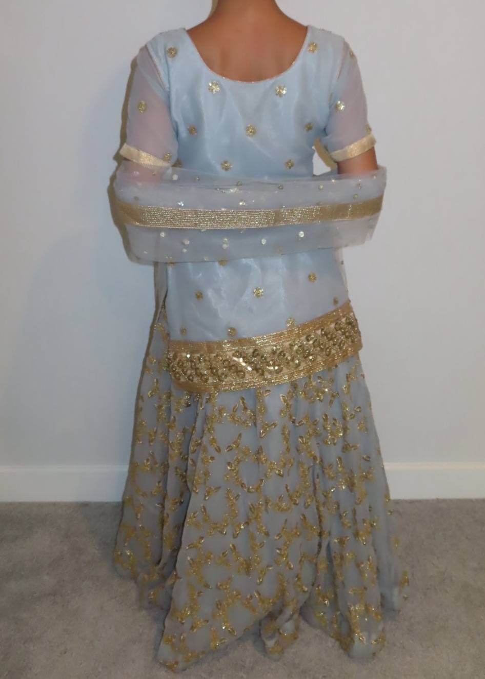 Gray Blue Lehenga Image - 1
