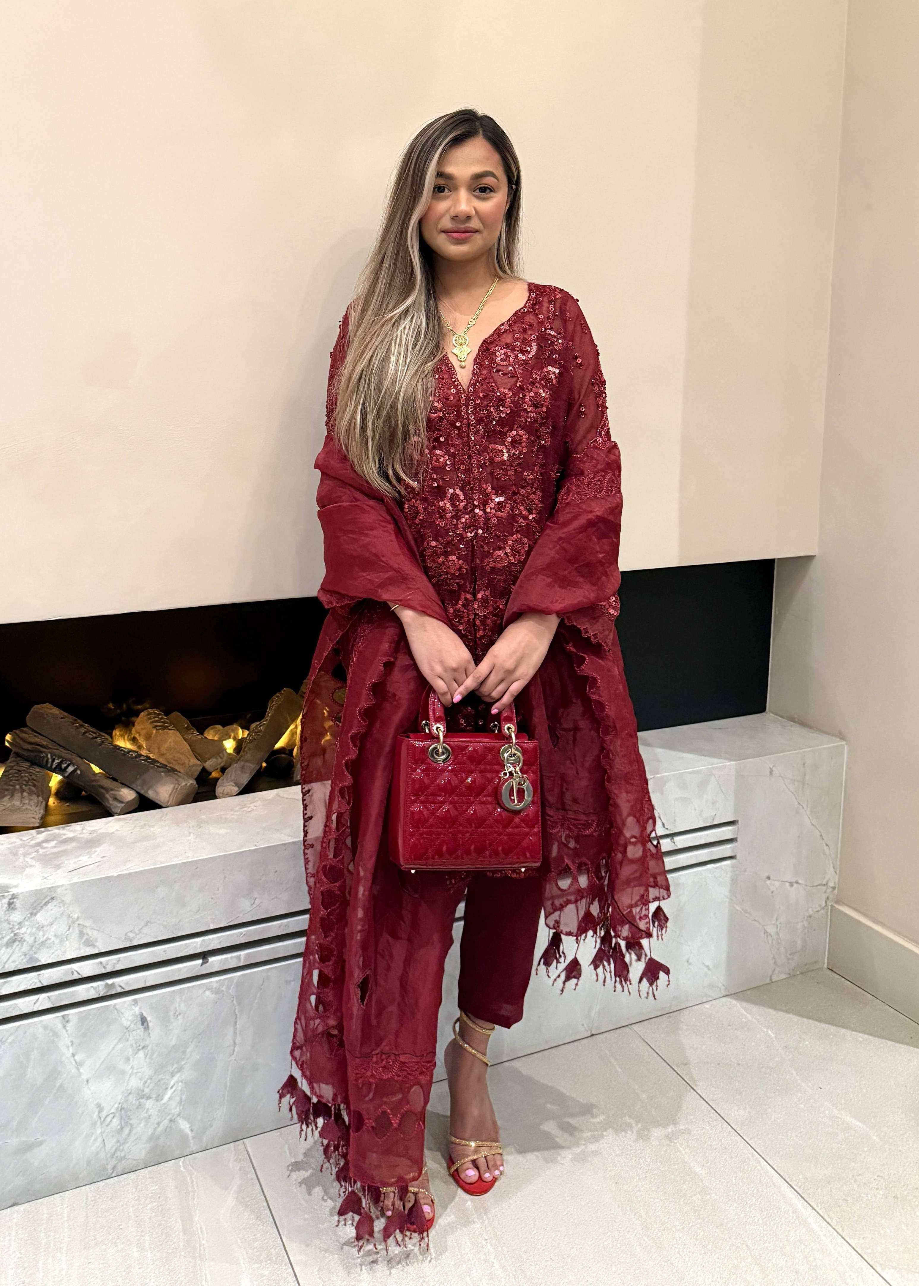 Deep Red Kurta Set Image - 0