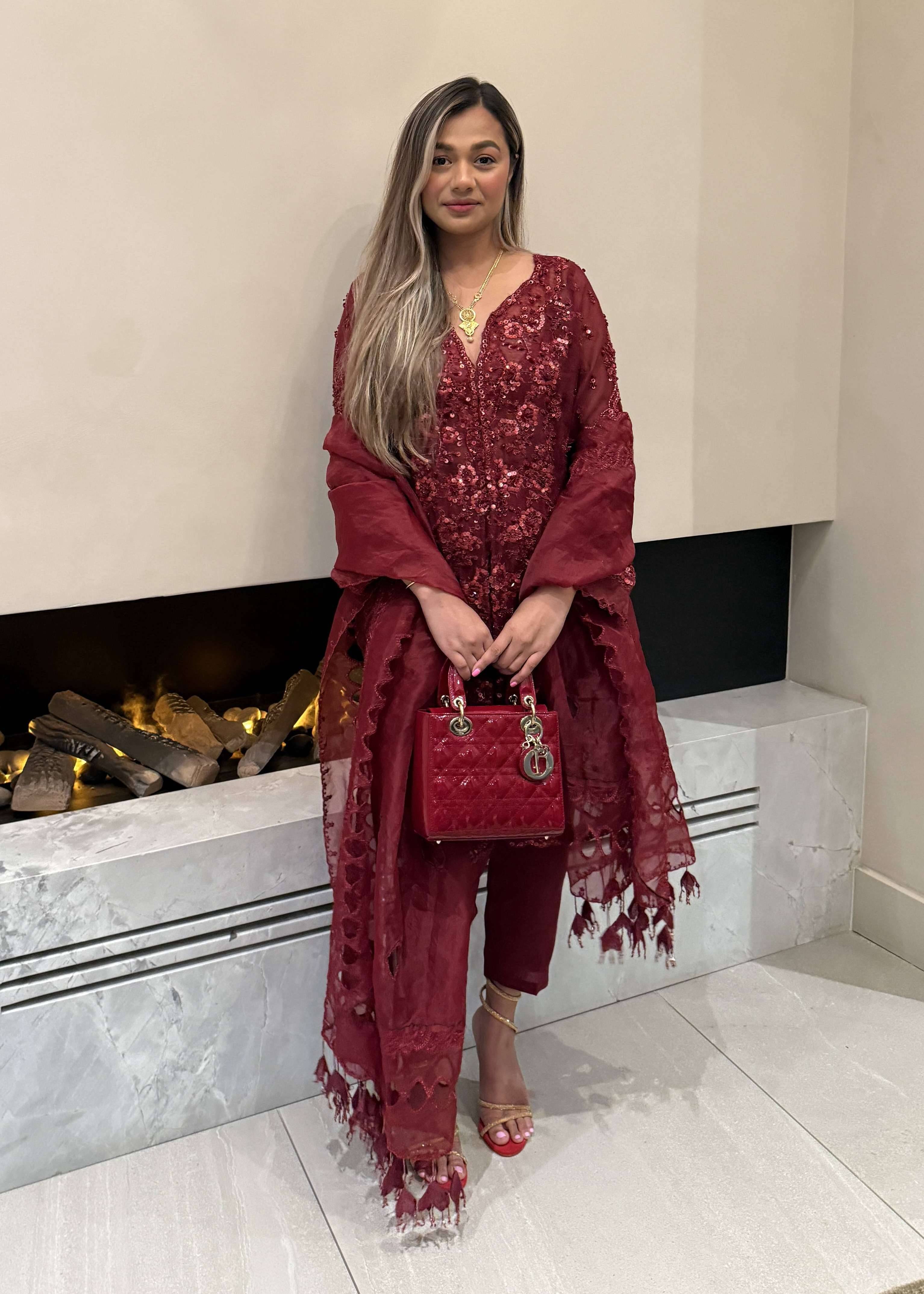 Deep Red Kurta Set Image - 2