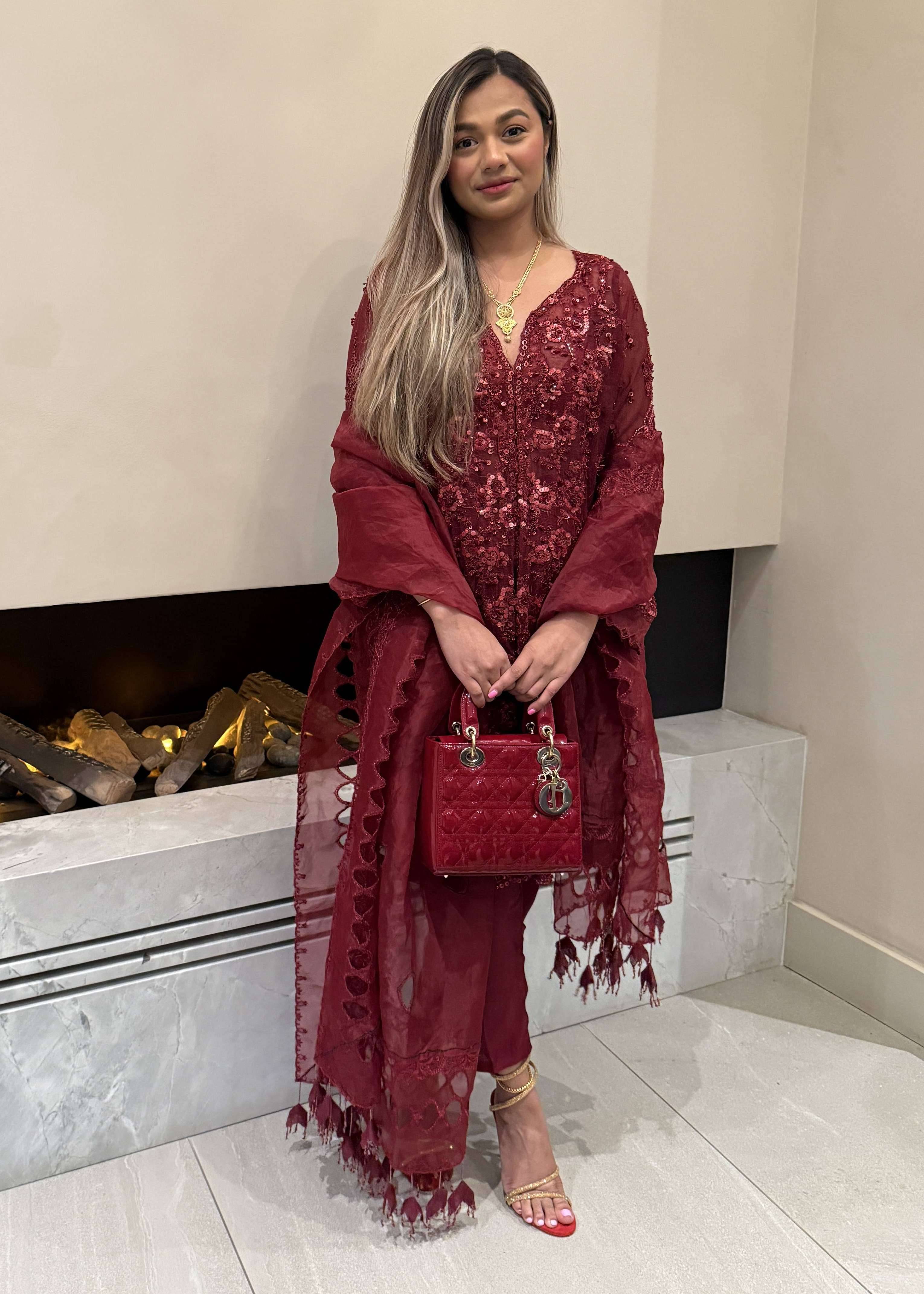 Deep Red Kurta Set Image - 1