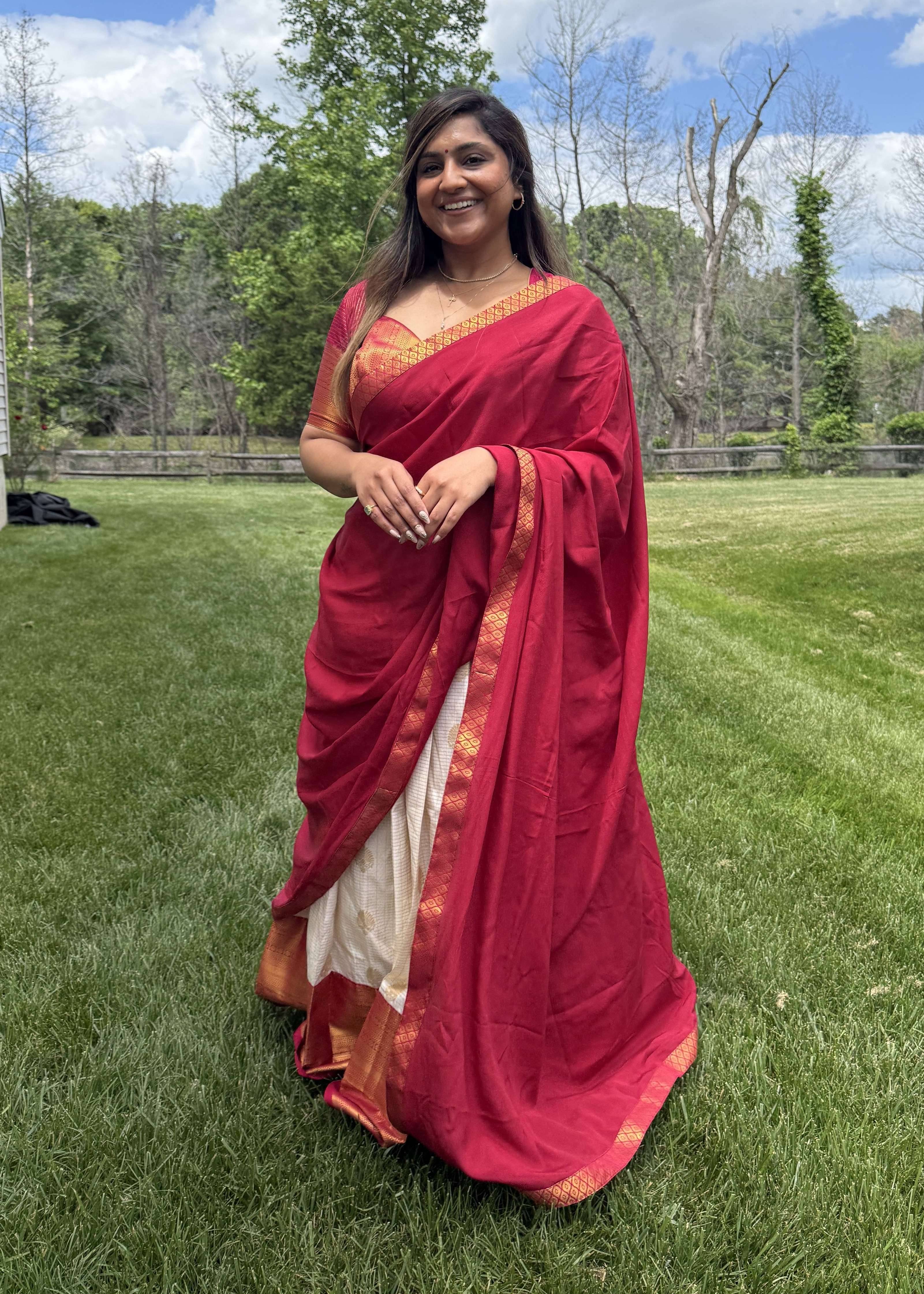 Red and White Sari Image - 0