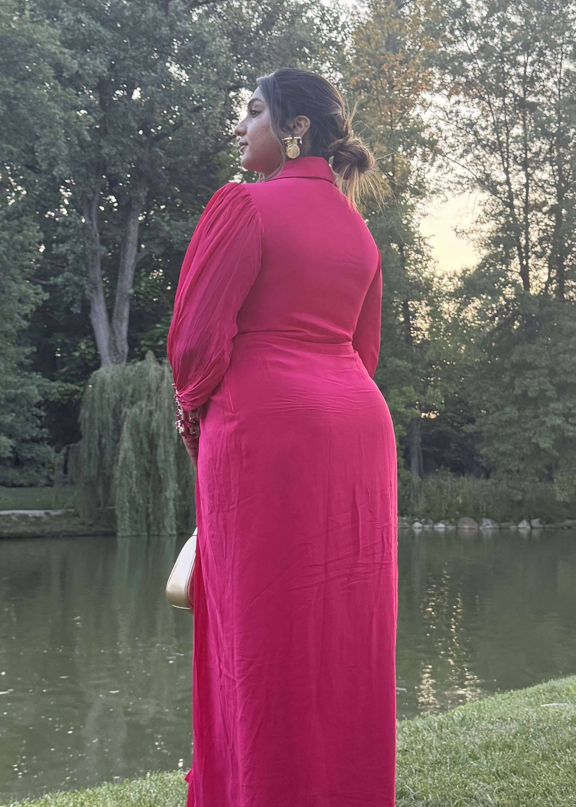 Rani Pink Fitted Maxi Dress Image - 1