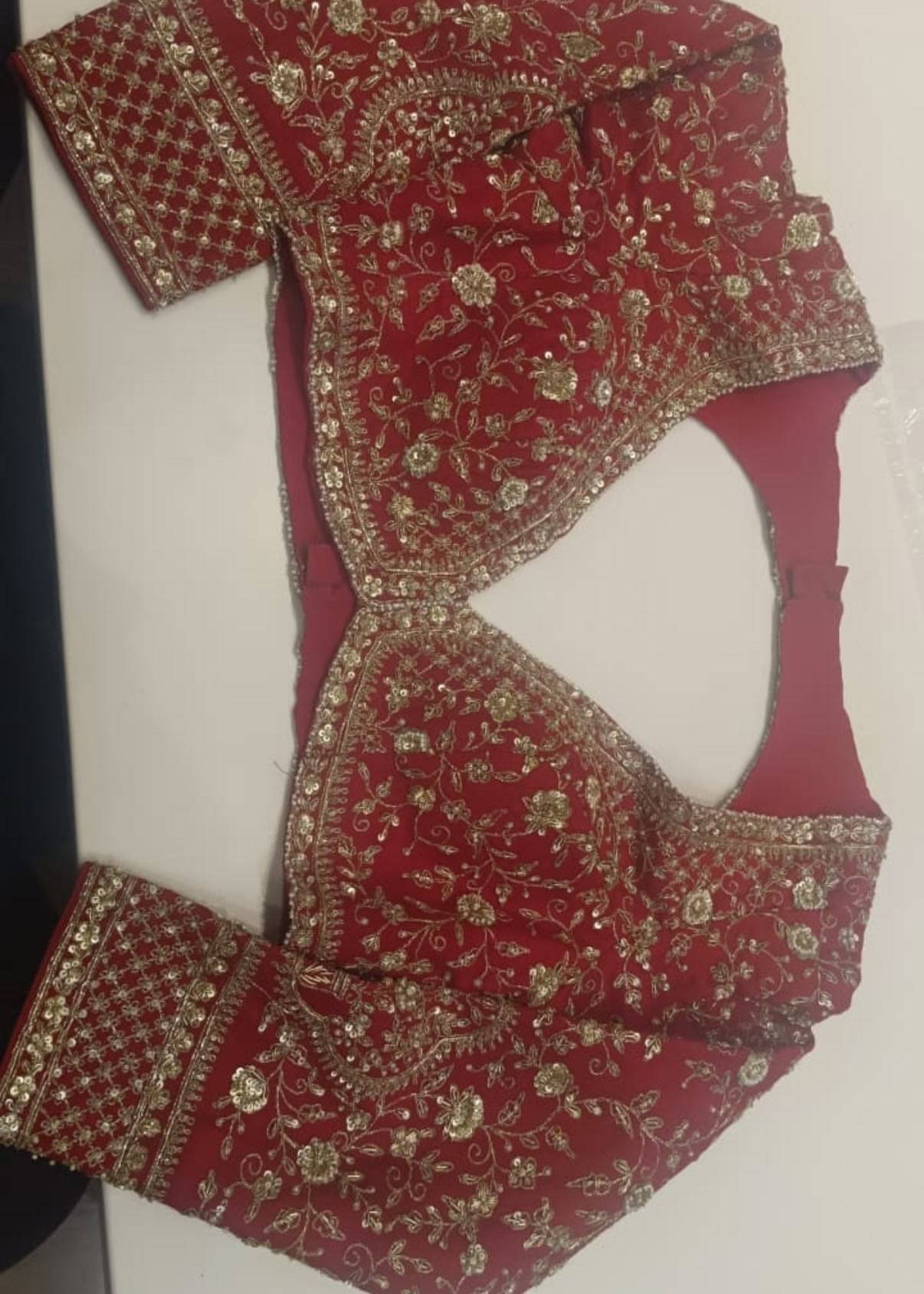 Cherry Red & Gold Bridal Lehenga Image - 6