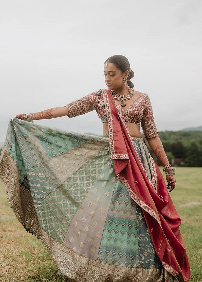 Multi-Color Teal & Pink Lehenga Image - 1